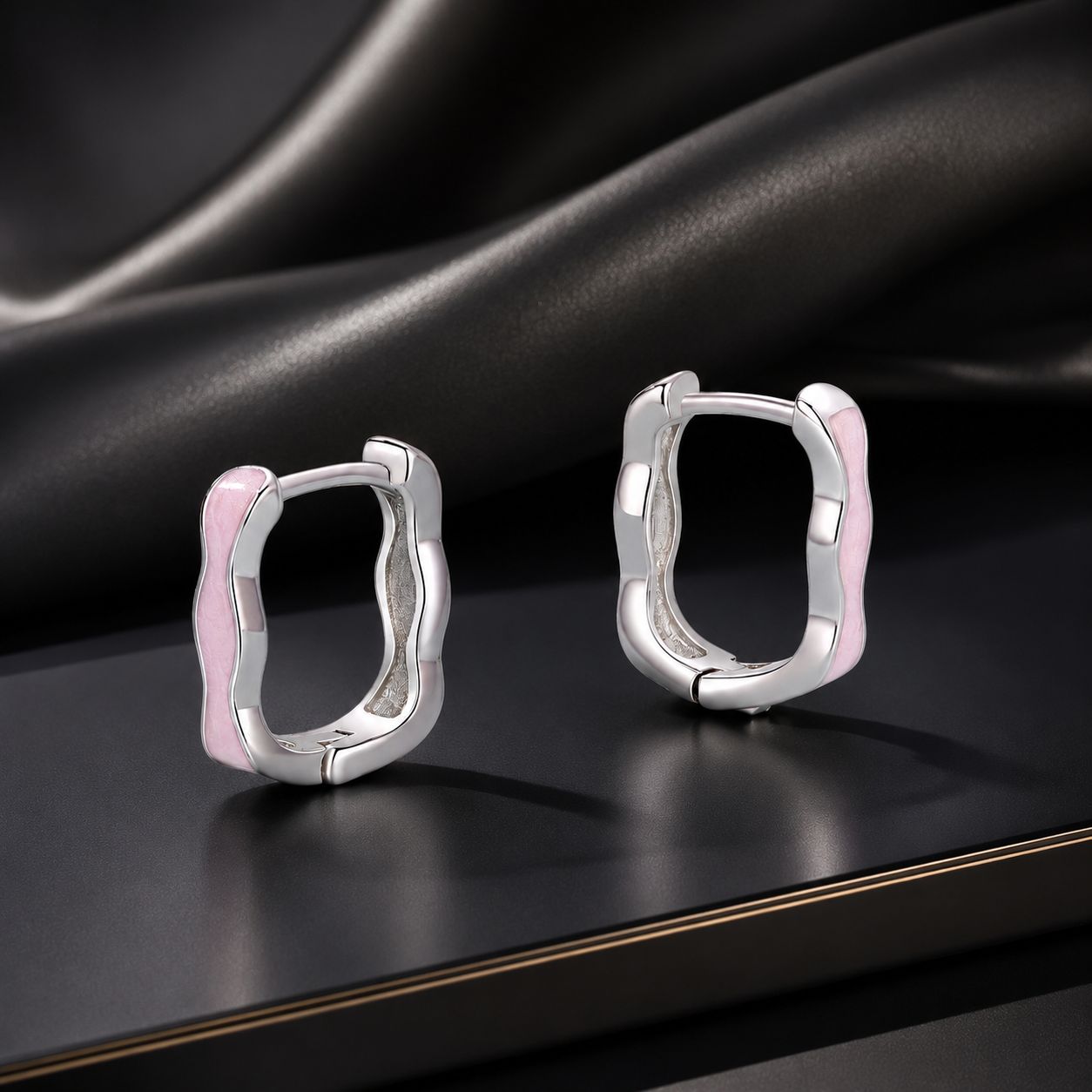 925 Sterling Silver Earrings with Enamel in White Gold Finish - 13*3mm for Women DestGlow