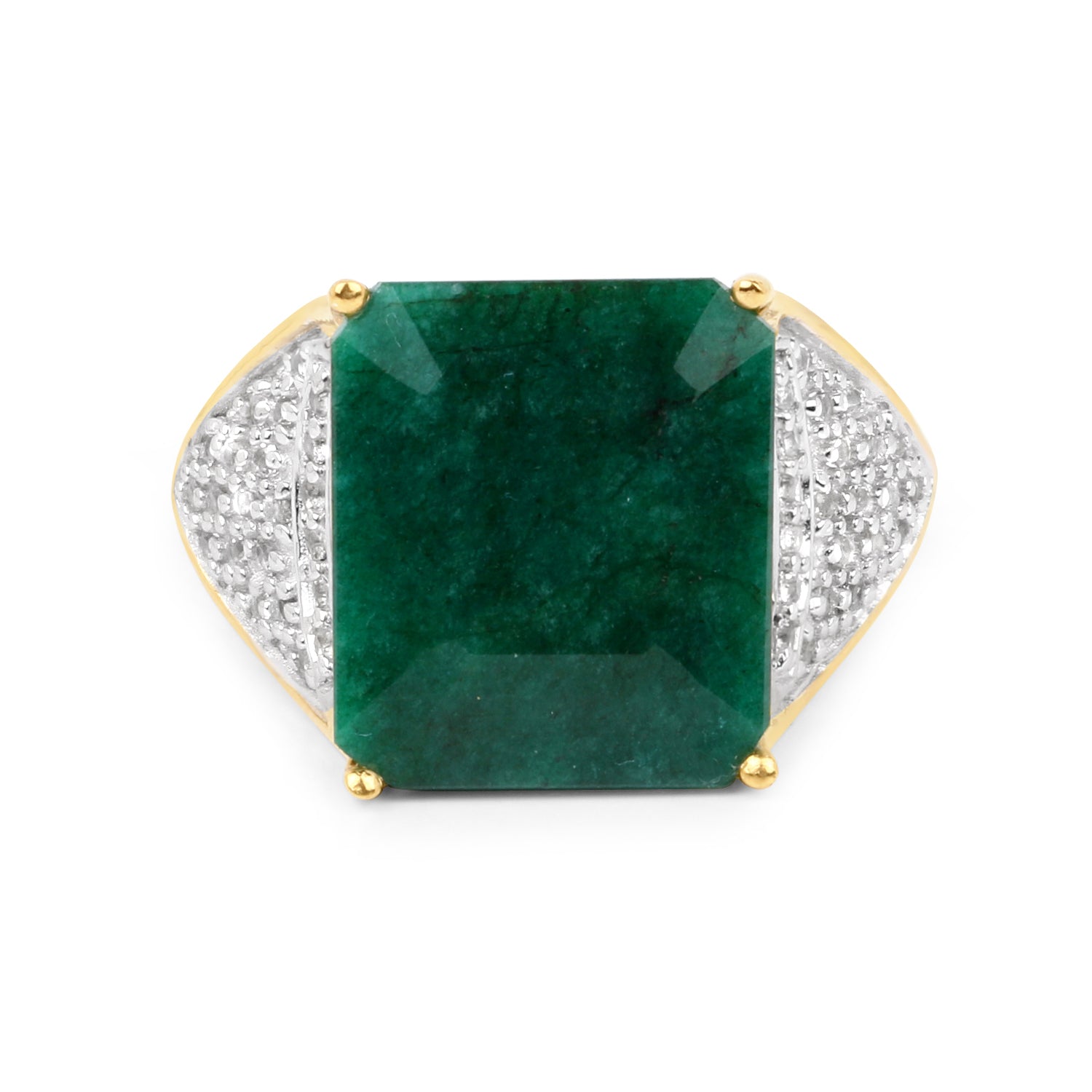 8.70 Carat Dyed Emerald and White Topaz .925 Sterling Silver Ring by Bids.com