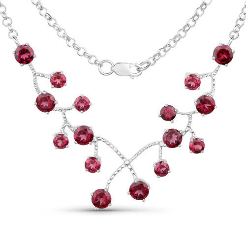 6.00 Carat Genuine Rhodolite Garnet .925 Sterling Silver Necklace by Bids.com