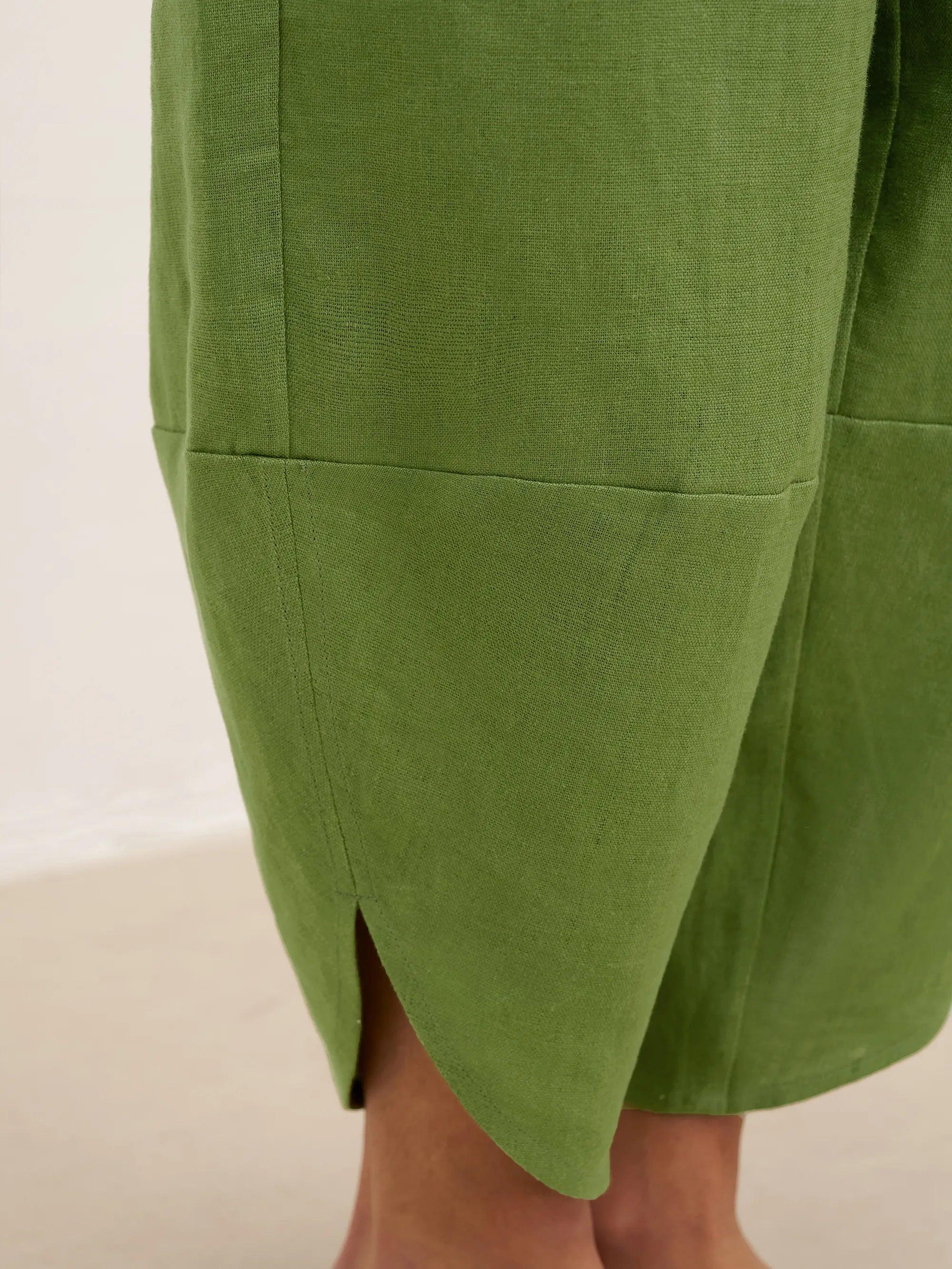 100% Linen Petal-Hem Trousers with Elastic Waist LIV by LINTICO