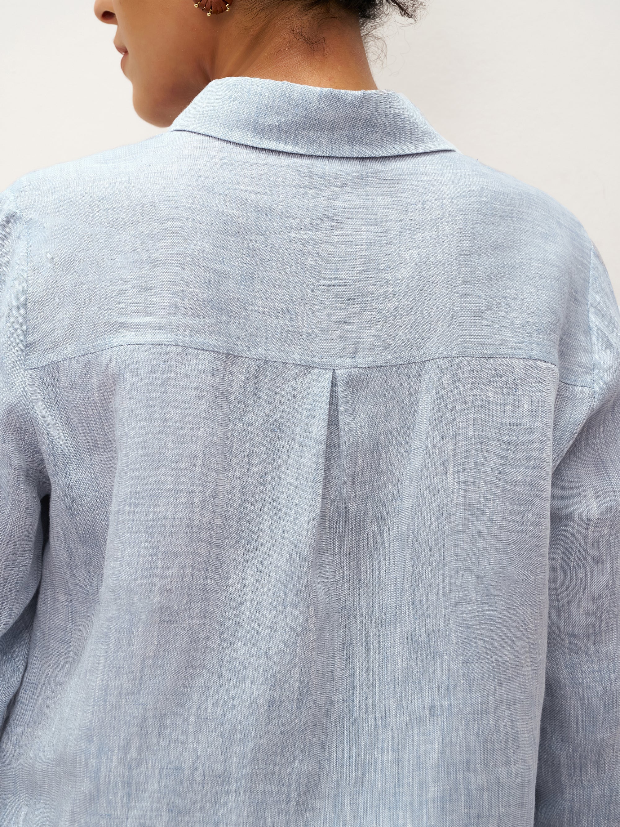 100% Linen Buttoned Closure Color-Blocked Shirt JANICE DestGlow