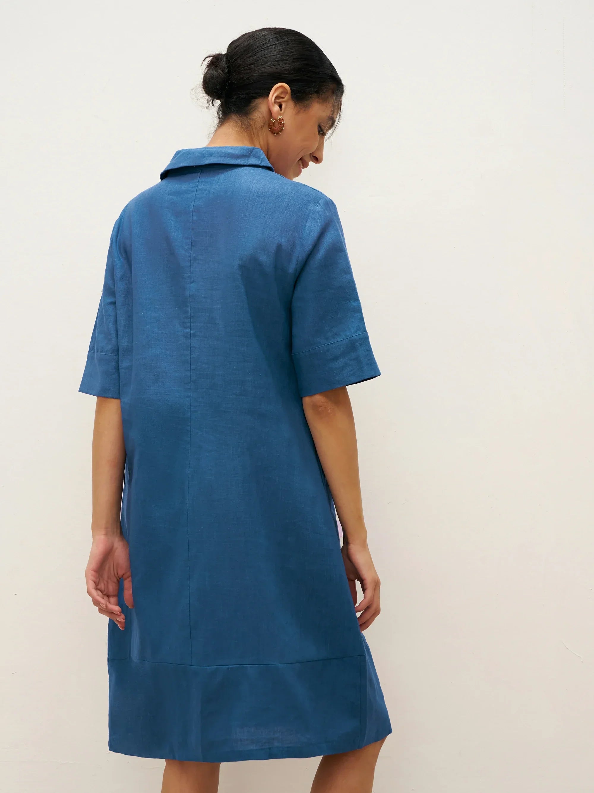 Linen Shawl V-Neck Half Sleeve Minidress LIVIA DestGlow