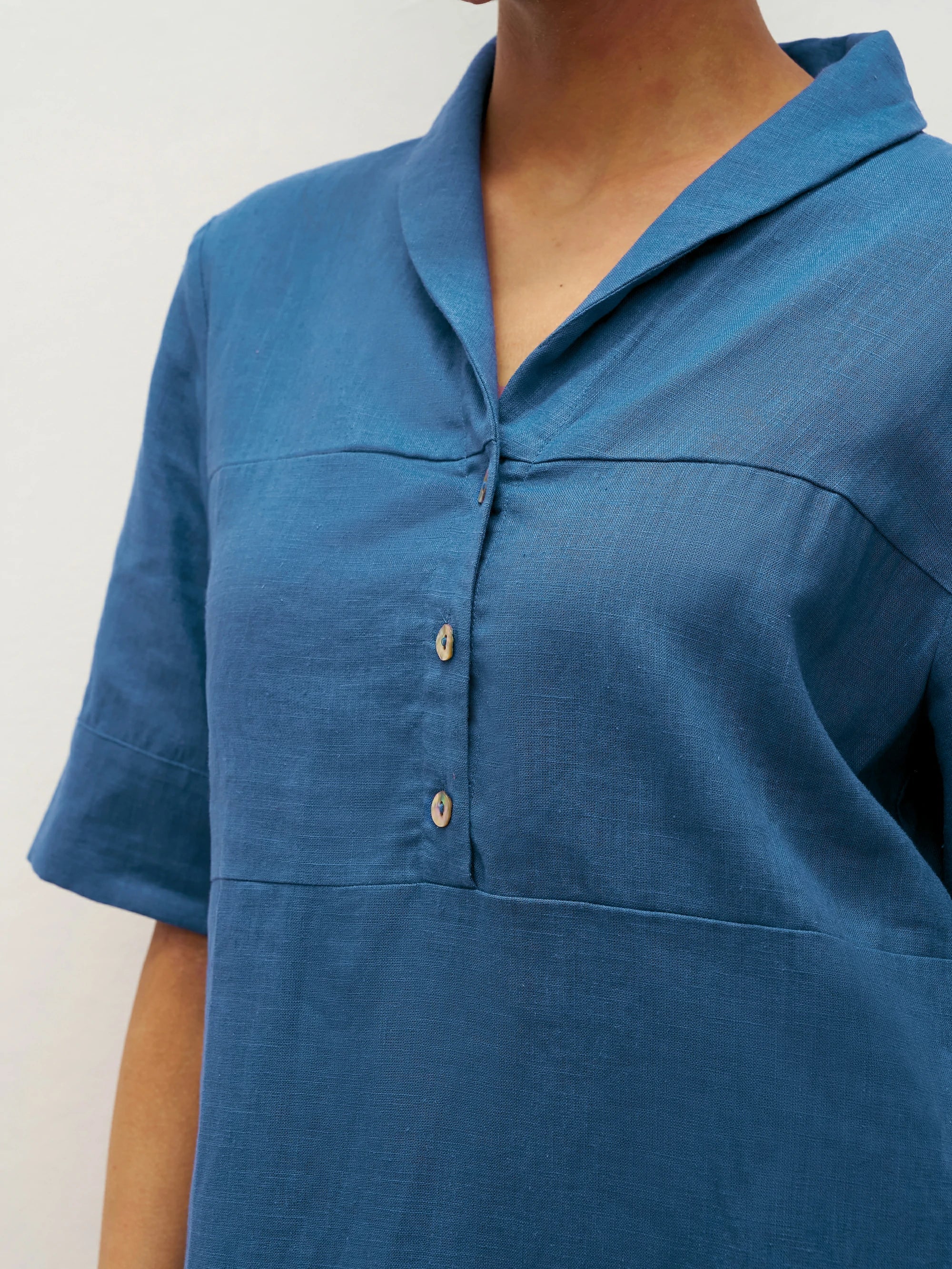 Linen Shawl V-Neck Half Sleeve Minidress LIVIA DestGlow