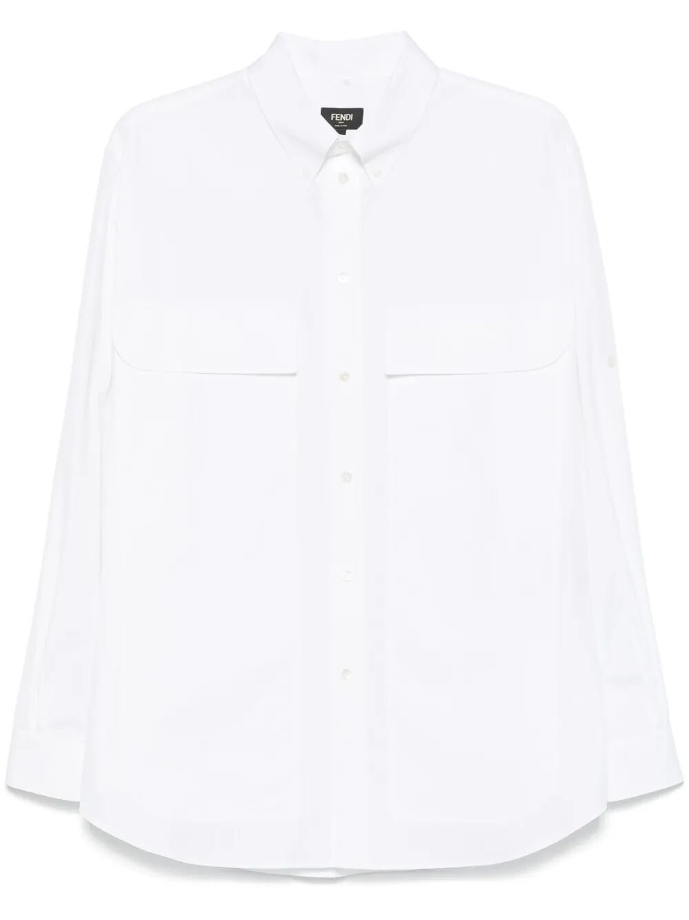 Fendi Men Topstitched Fendi Roma Lettering Cotton Shirt by Luosophy