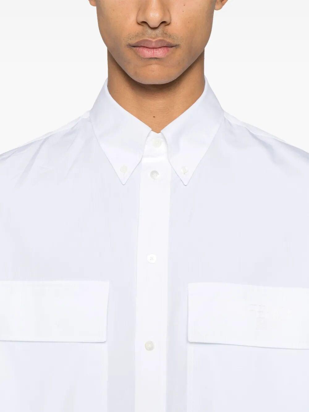 Fendi Men Topstitched Fendi Roma Lettering Cotton Shirt