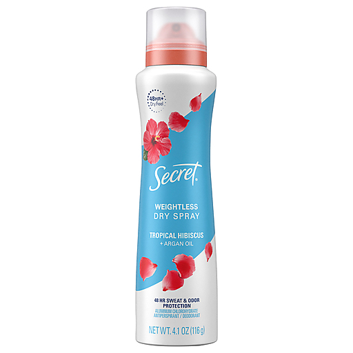 Secret Antiperspirant/Deodorant, Tropical Hibiscus + Argan Oil, Weightless Dry Spray 4.1 Oz by Pasteur Pharmacy
