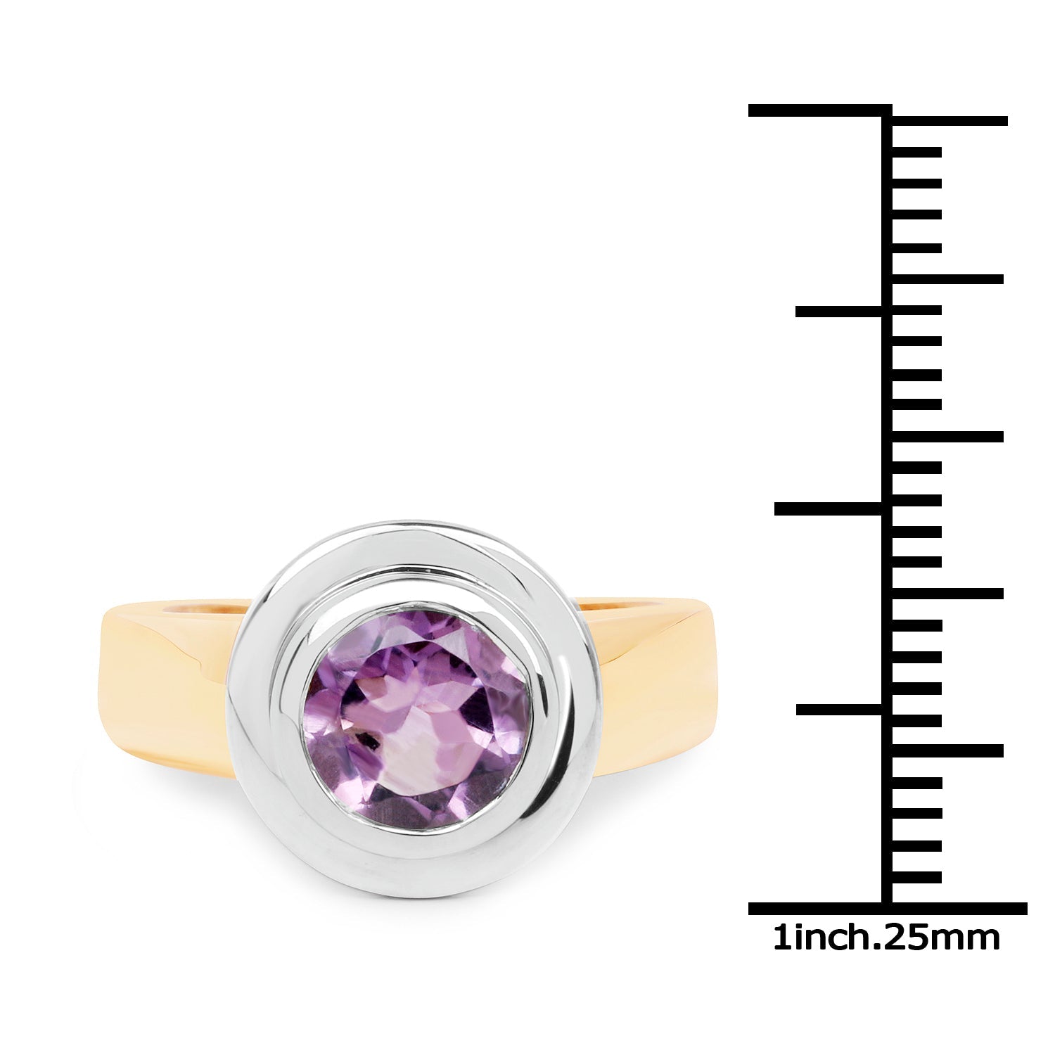 14K Yellow Gold Plated 2.25 Carat Genuine Amethyst .925 Sterling Silver Ring DestGlow