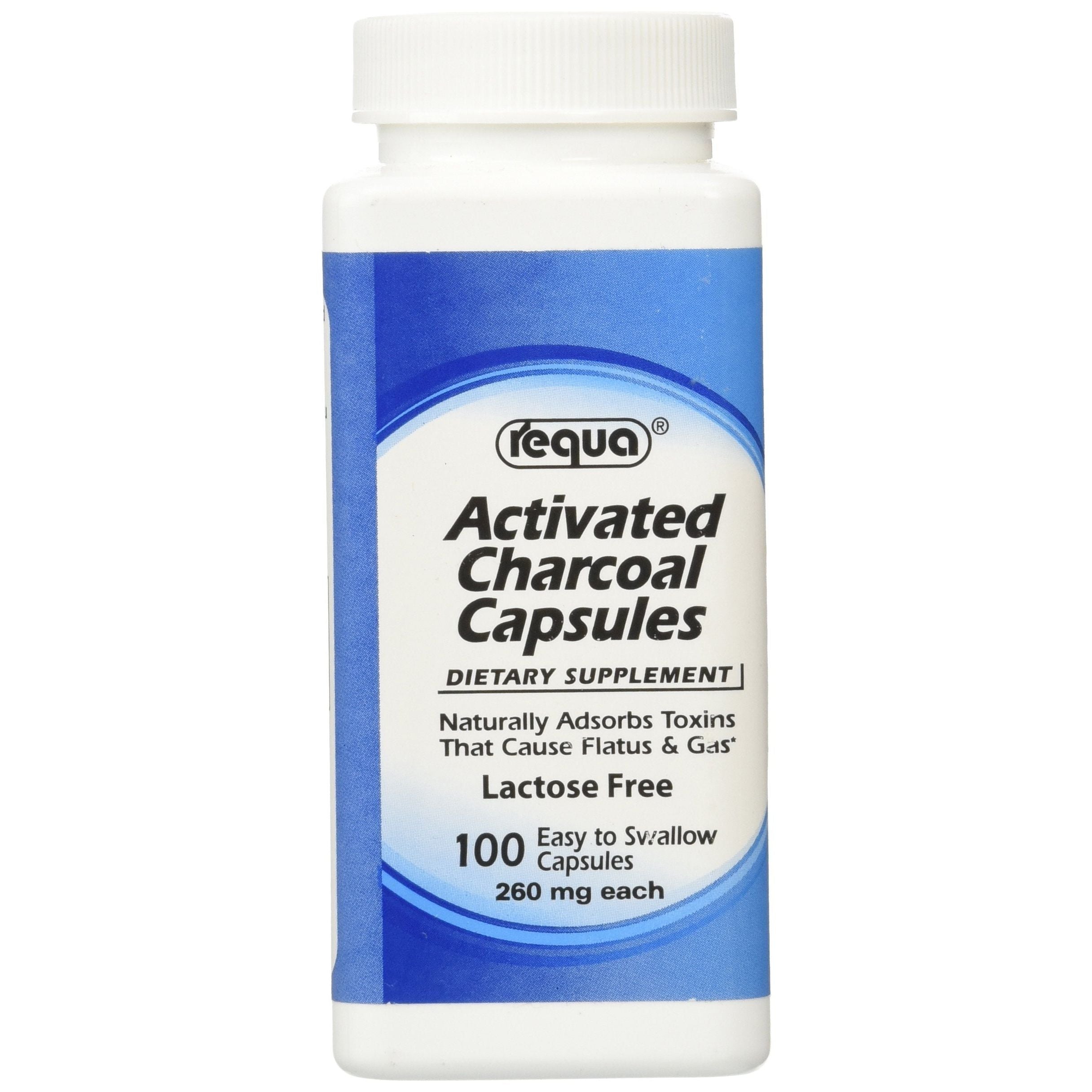 Requa Activated Charcoal - 260 Mg - 100 Capsules by Pasteur Pharmacy