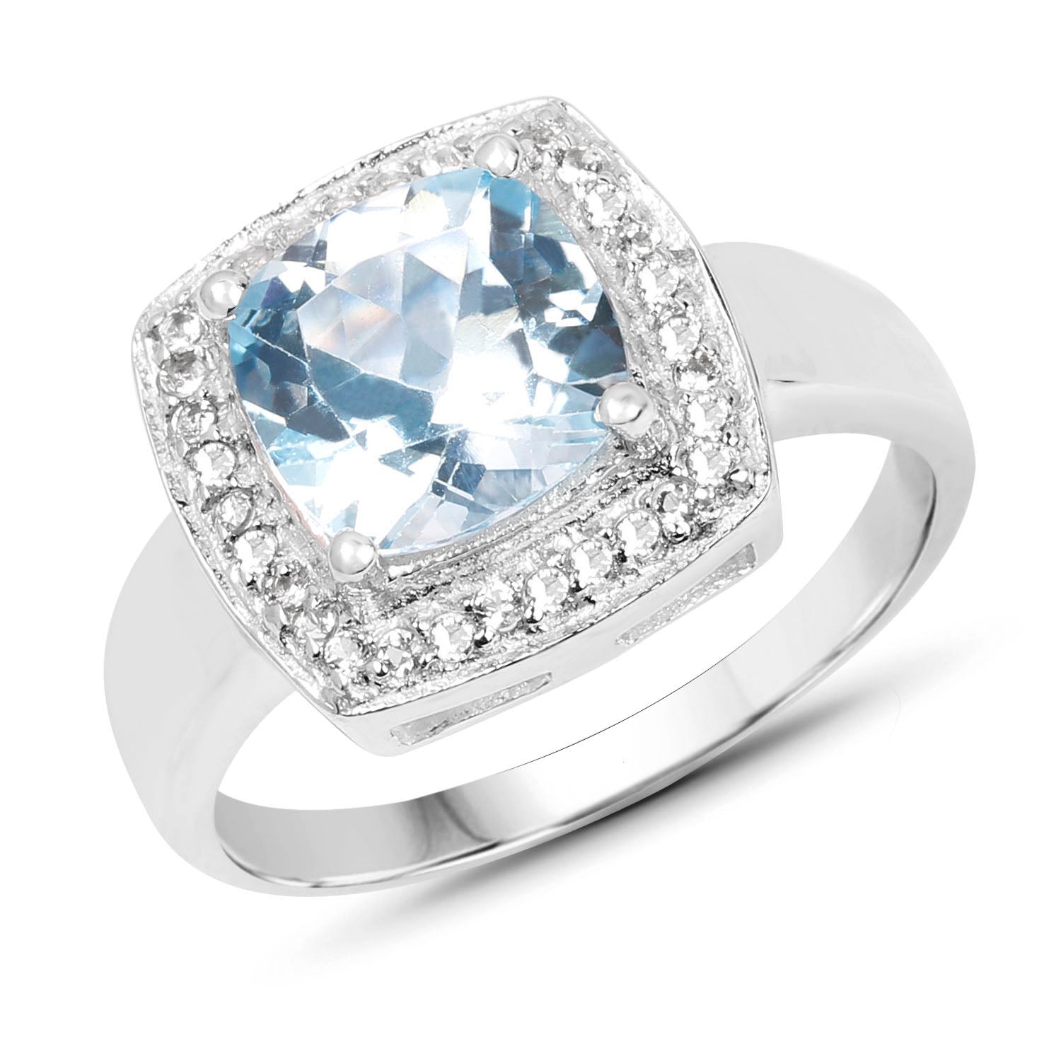 2.46 Carat Genuine Blue Topaz and White Topaz .925 Sterling Silver Ring by Bids.com