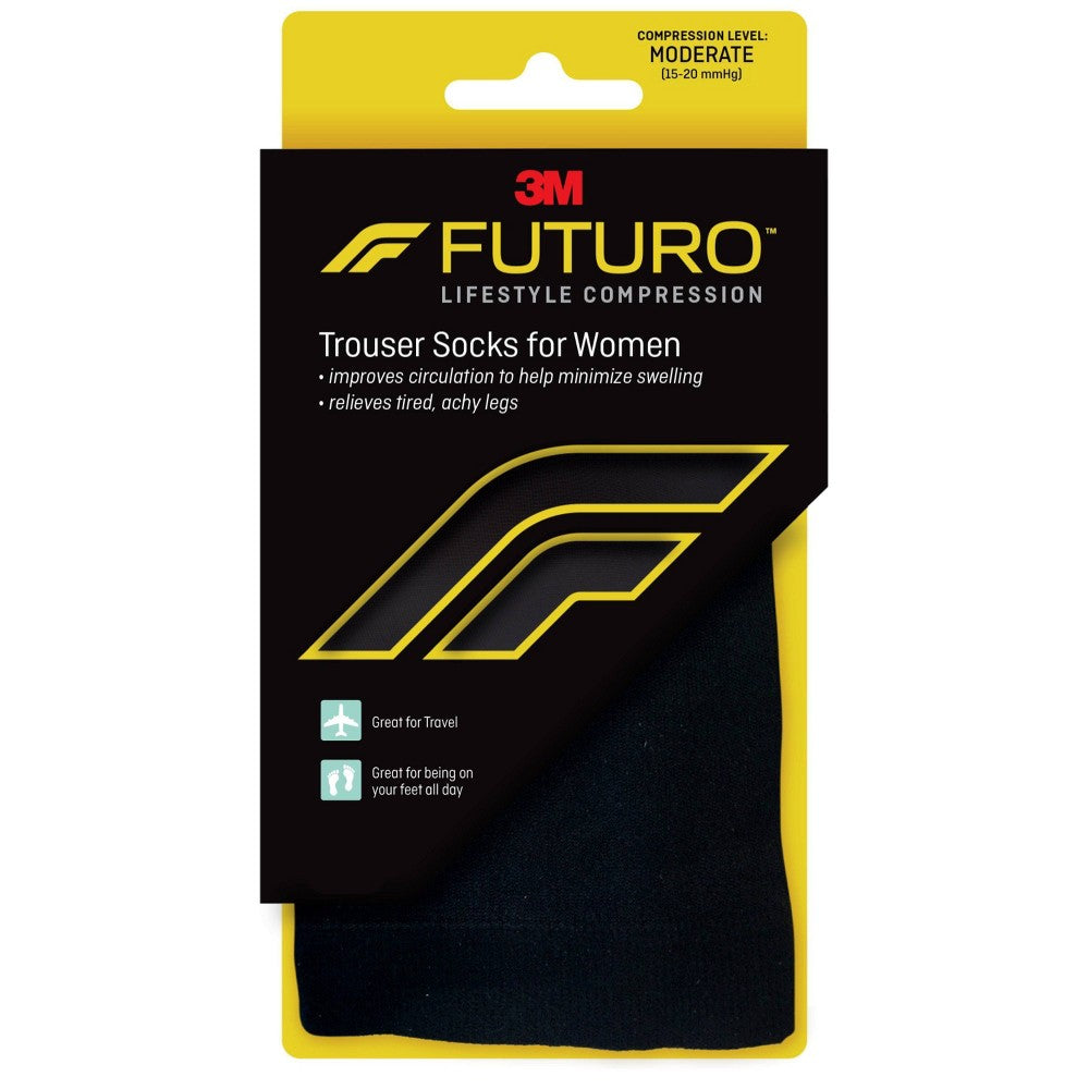 Futuro Trouser Socks For Women Moderate Compression, Medium - Black by Pasteur Pharmacy