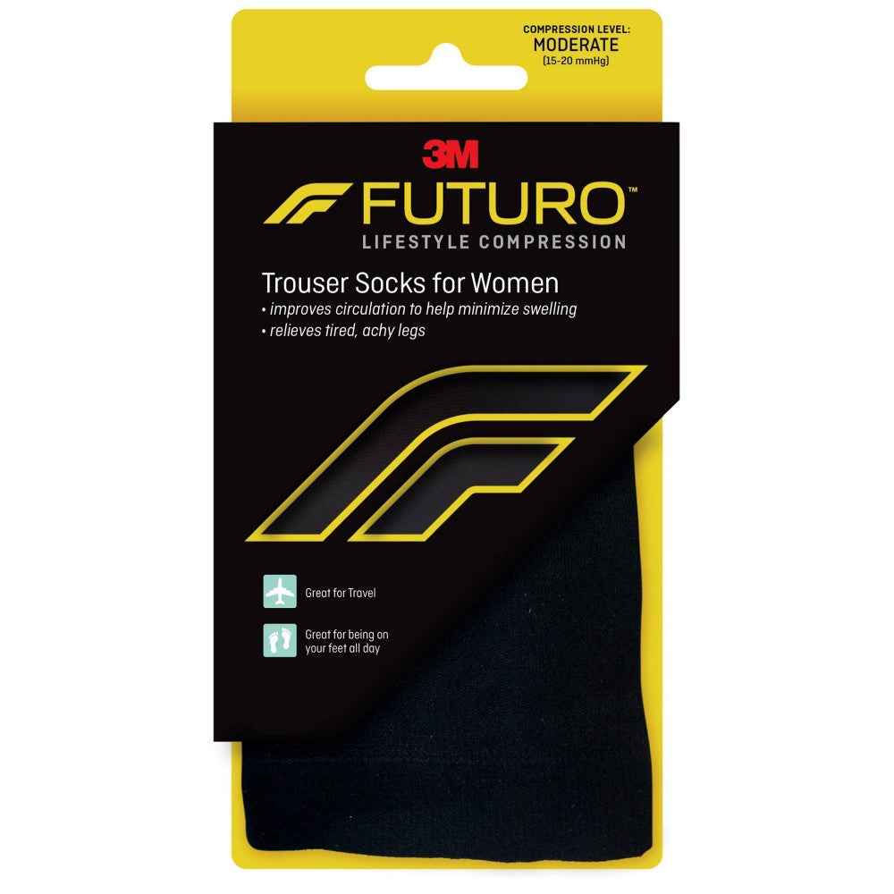 Futuro Trouser Socks For Women Moderate Compression, Medium - Black