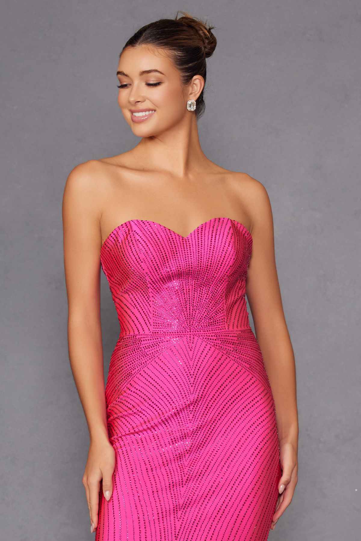 Juliet JT2472R Long Strapless Rhinestone Details Sweetheart Fitted Gown by DiscountDressShop