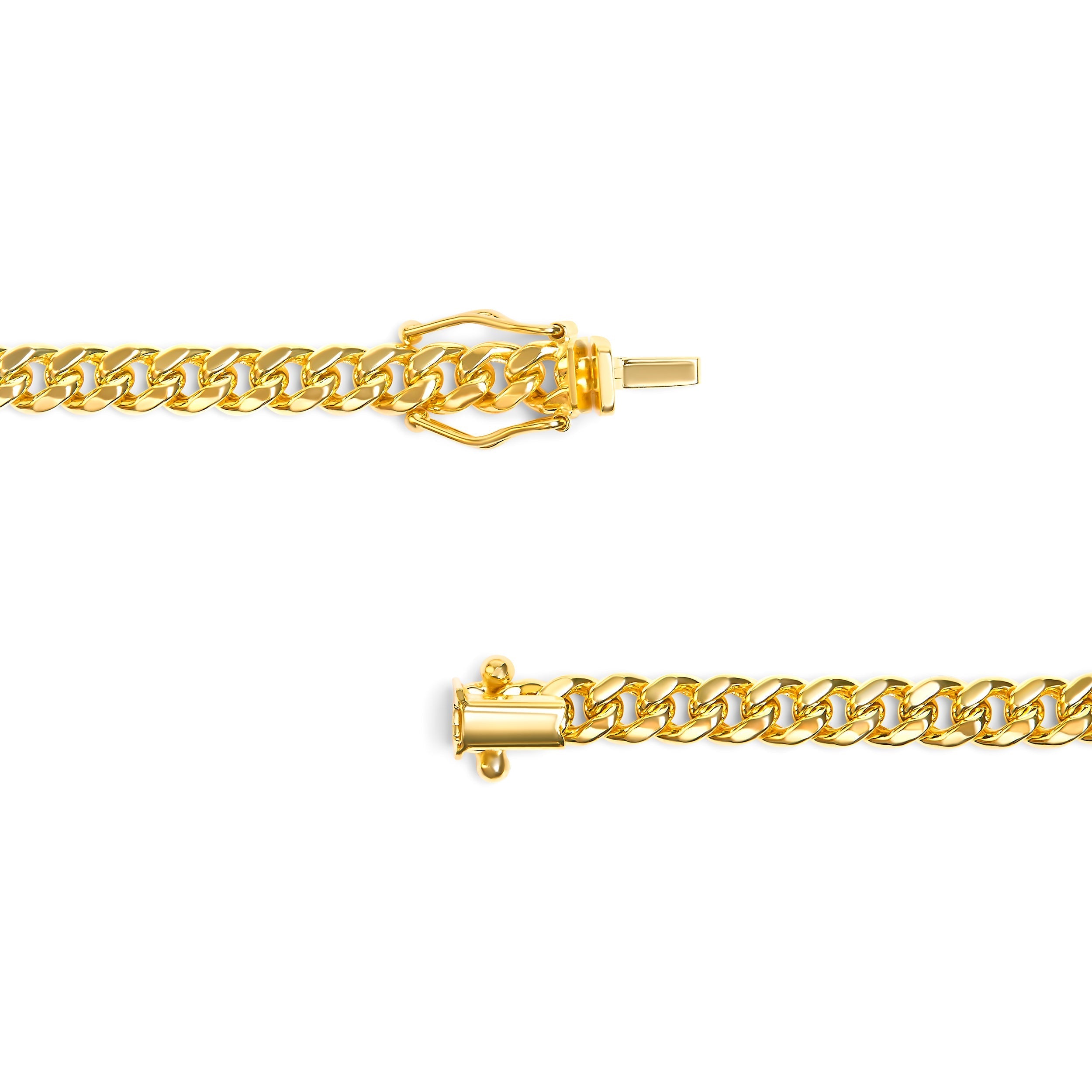 Semi-Solid 14K Yellow Gold 4.5mm Miami Cuban Chain Necklace - Unisex Chain - 22 Inches DestGlow
