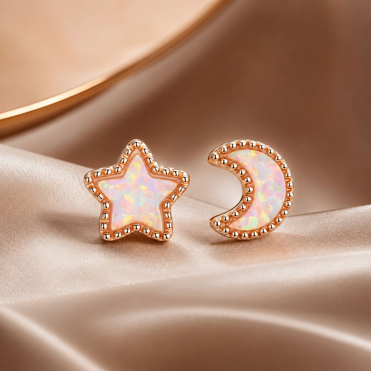 925 Sterling Silver Rose Gold Translucent Opal Earrings for Women DestGlow