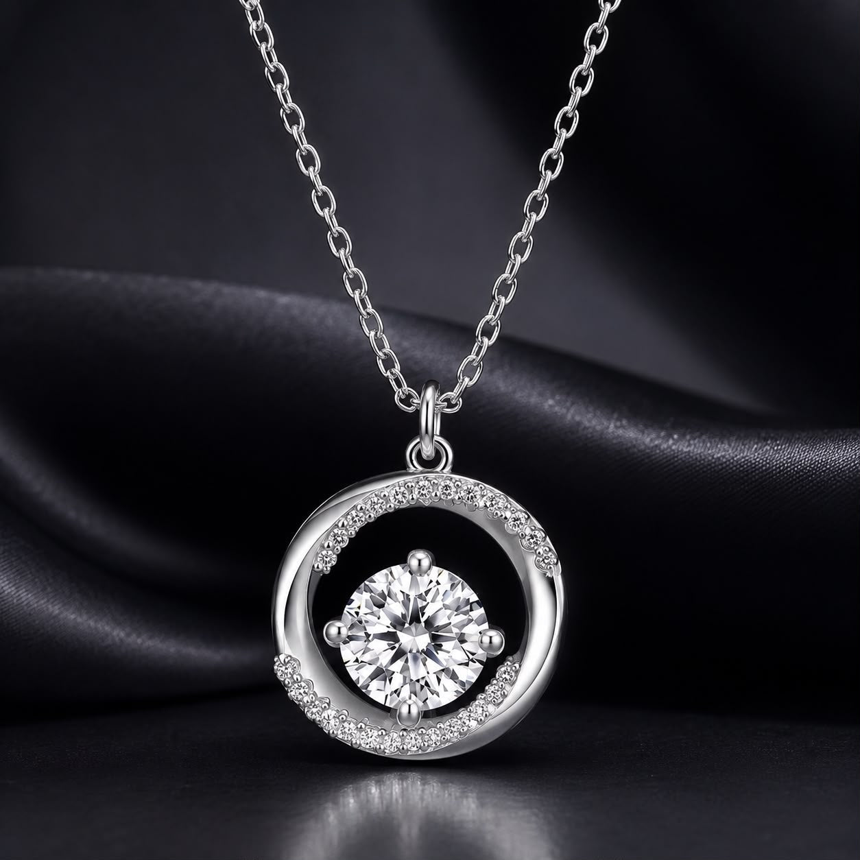 925 Sterling Silver Moissanite Necklace 40+5cm with CZ for Women DestGlow