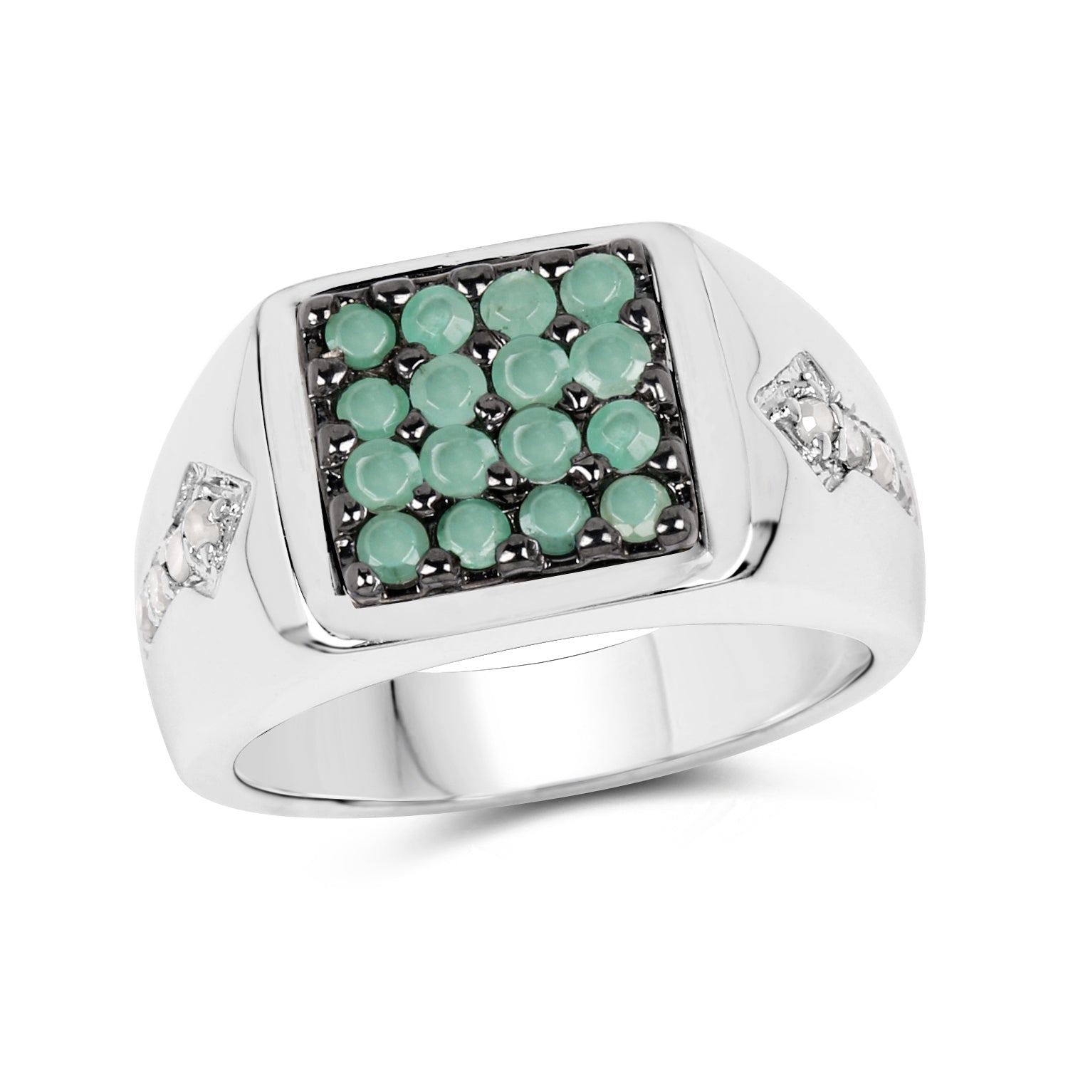 0.60 Carat Genuine Emerald & White Diamond .925 Sterling Silver Ring by Bids.com
