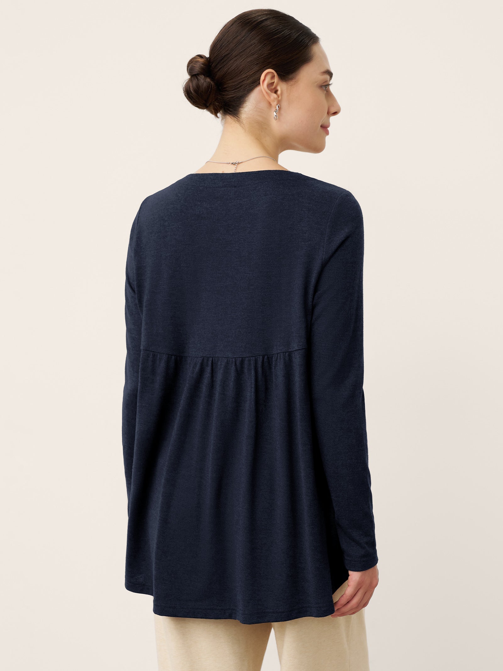 Wool Panelled Ruched Asymmetric Hem Top KALISTA by LINTICO
