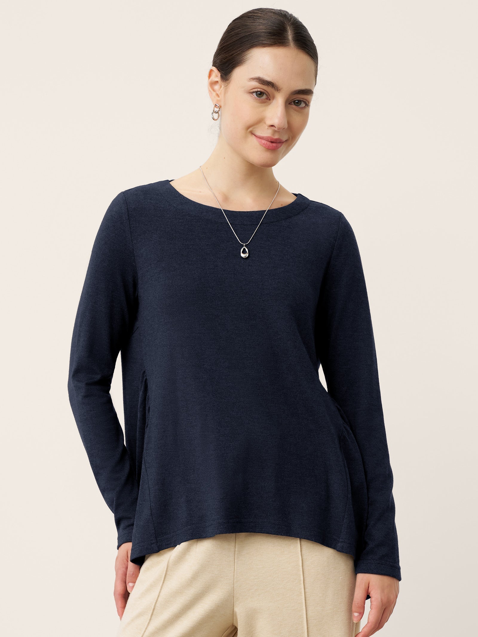 Wool Panelled Ruched Asymmetric Hem Top KALISTA DestGlow
