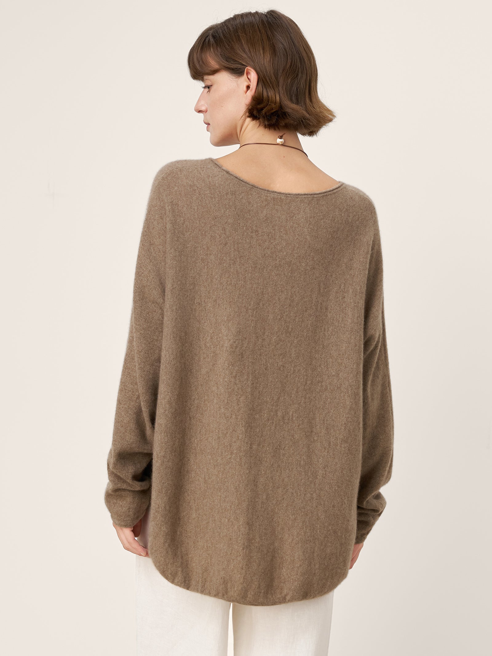 100% Mongolian Cashmere Hand-Finished Rolled Edge Knit Top AMARA DestGlow