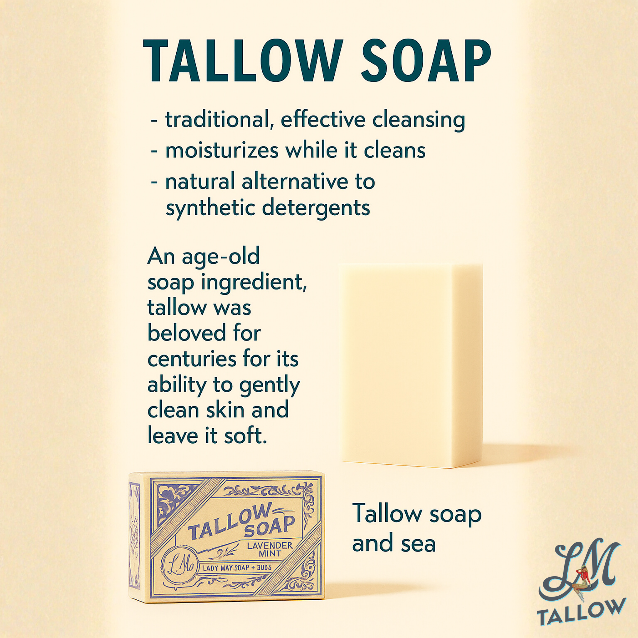 Deluxe Tallow Skincare Gift Set - 6-Piece Grass-Fed Bundle with Candle & Soaps