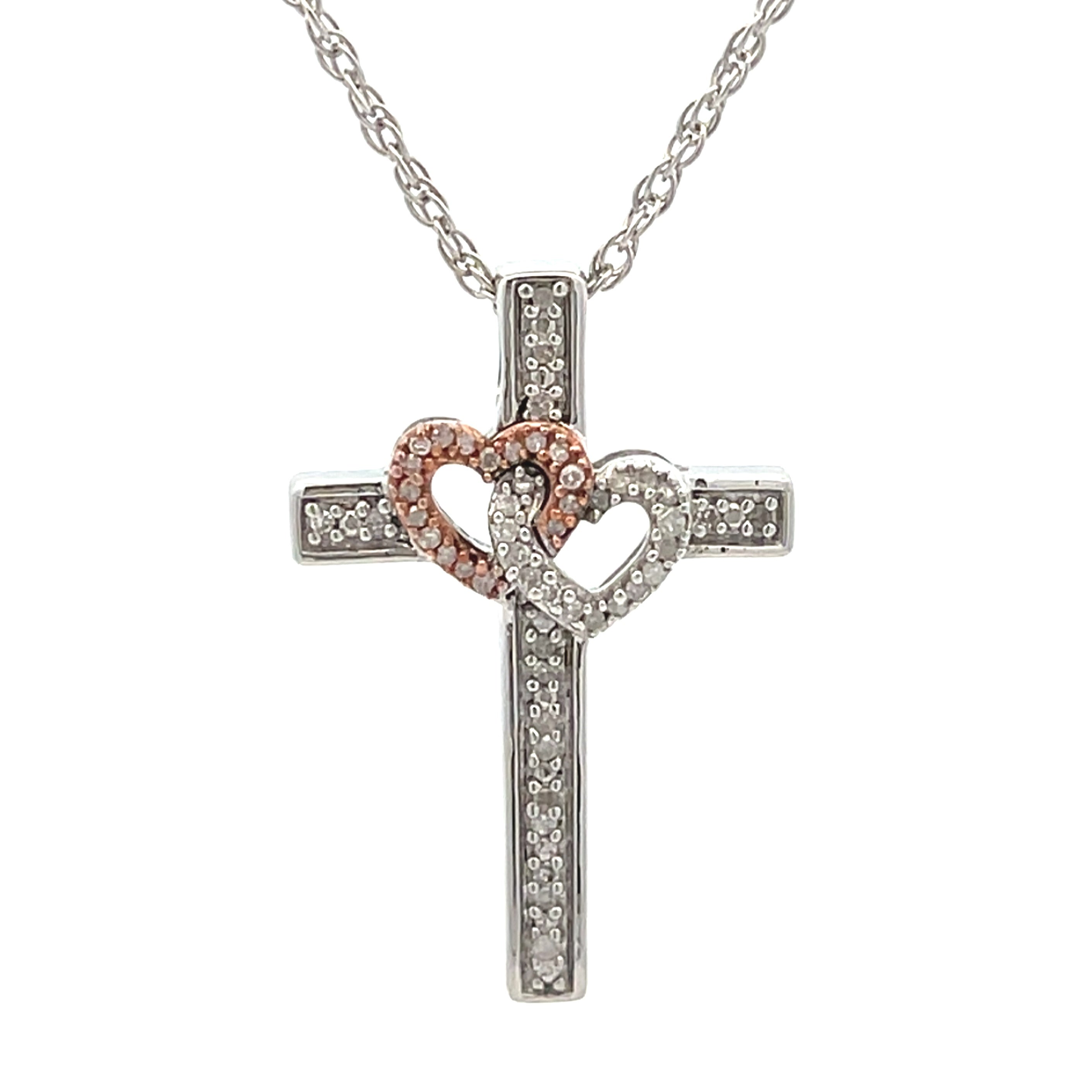 .11ct Cross Religious Pendant Sterling Silver 10KT Gold by Bids.com