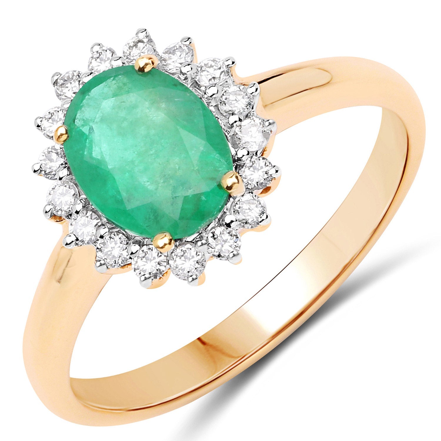 1.39 Carat Genuine Zambian Emerald and White Diamond 10K Yellow Gold Ring by Bids.com