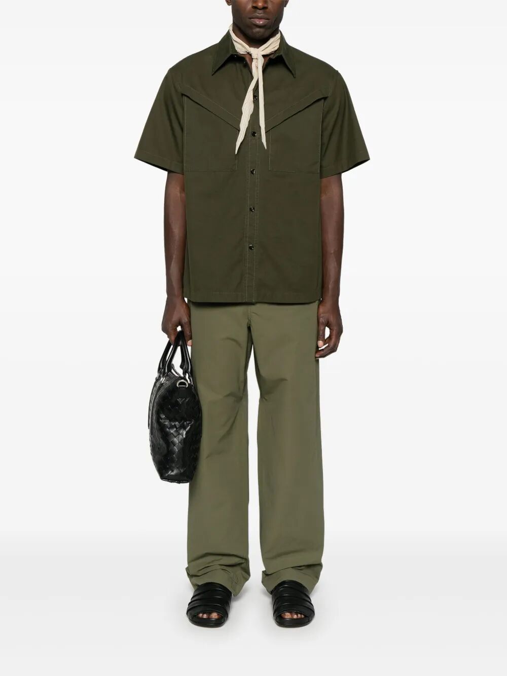 Bottega Veneta Men Light Cotton Twill Short Sleeved Shirt by Luosophy