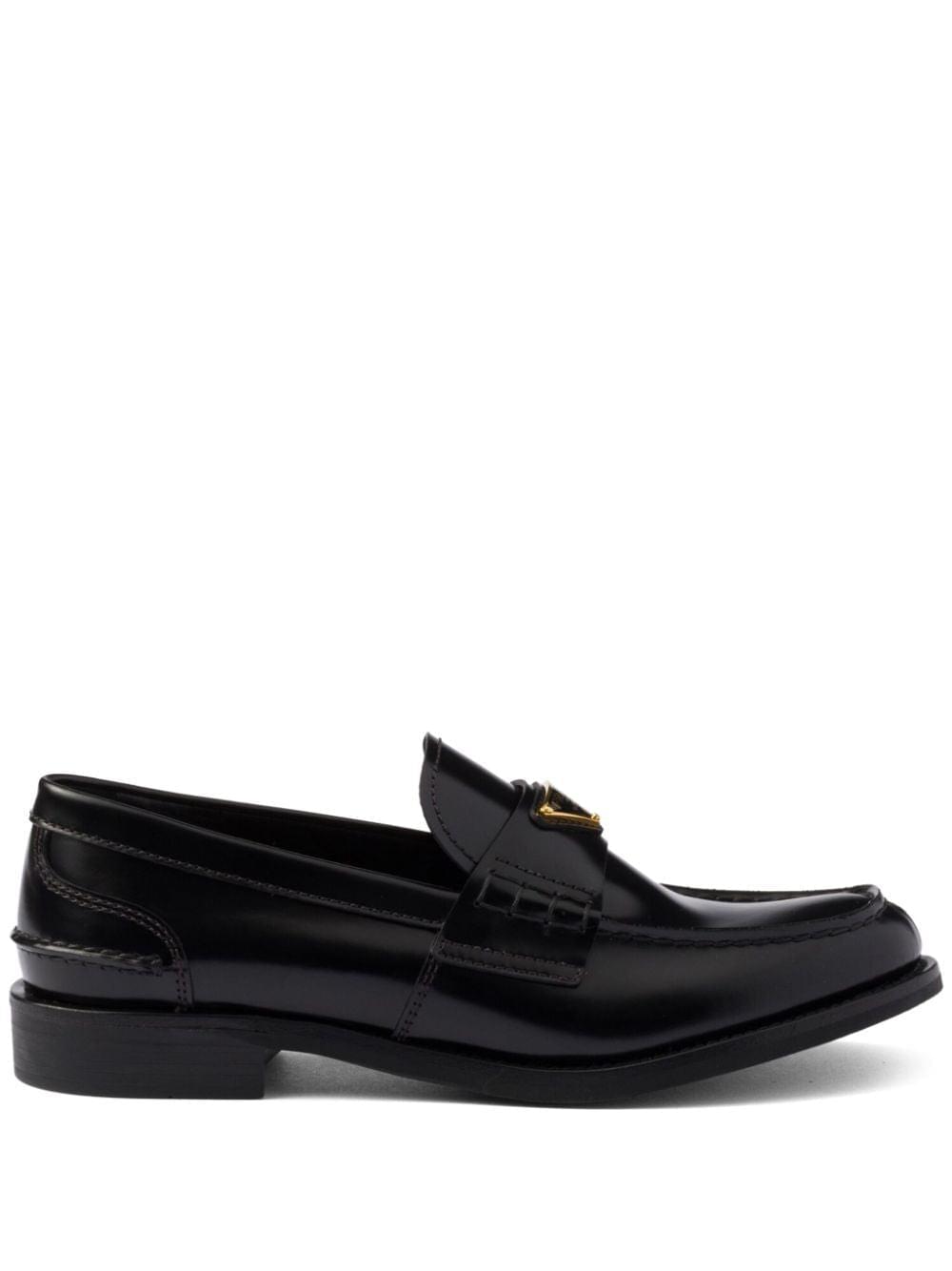 Prada Women Brushed Leather Loafers With Leather Band DestGlow