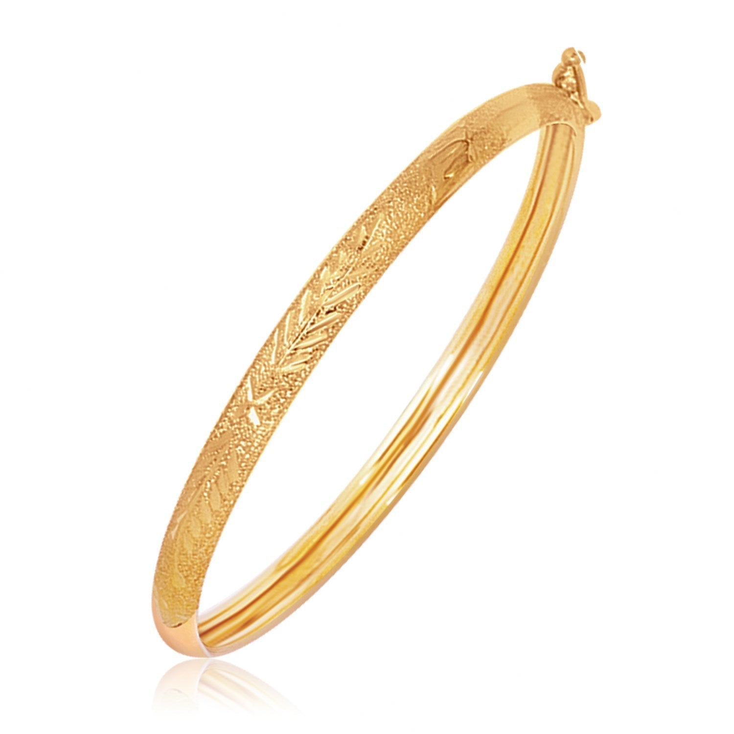 14k Yellow Gold Diamond Cut Motif Dome Style Children&