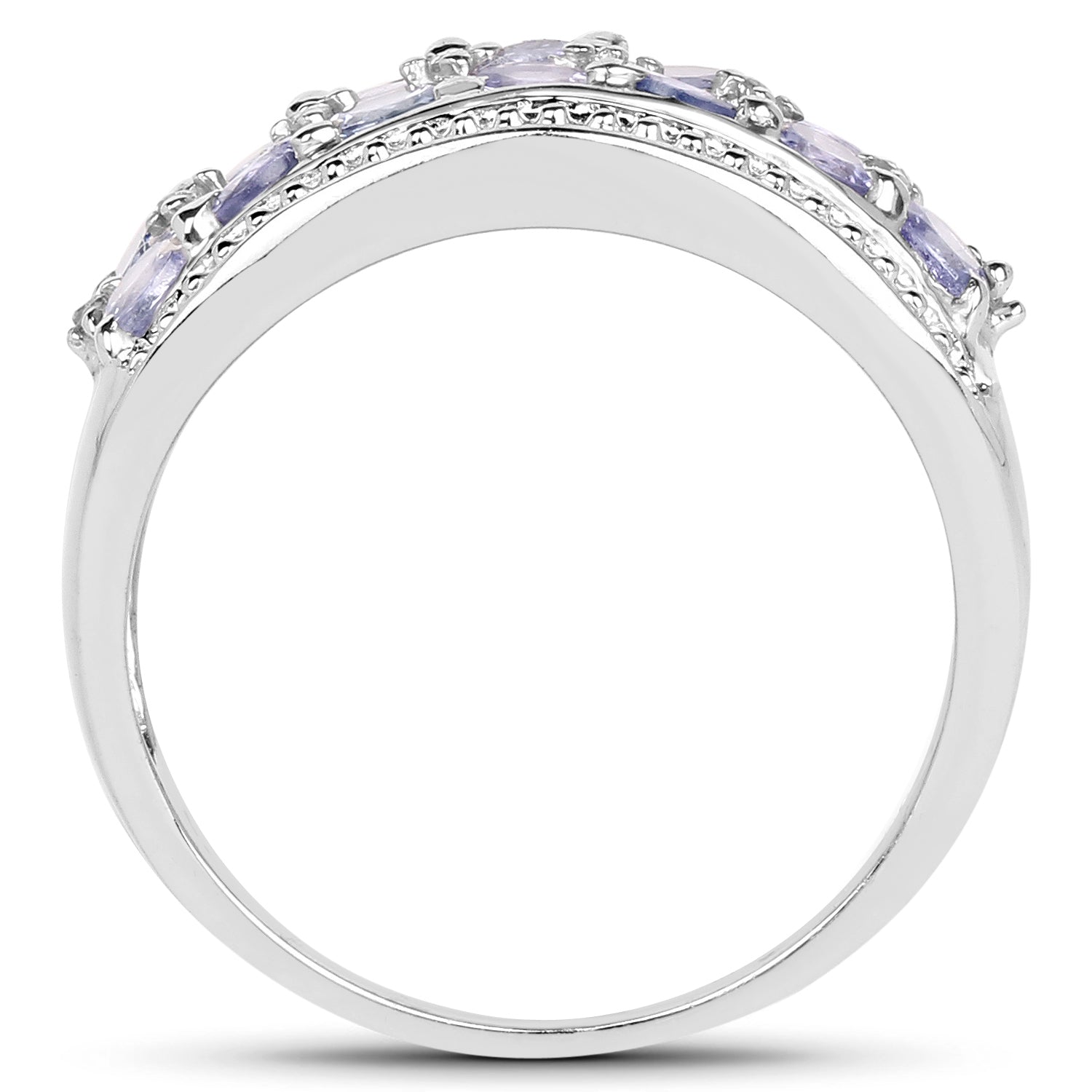 1.44 Carat Genuine Tanzanite & White Topaz .925 Sterling Silver Ring by Bids.com
