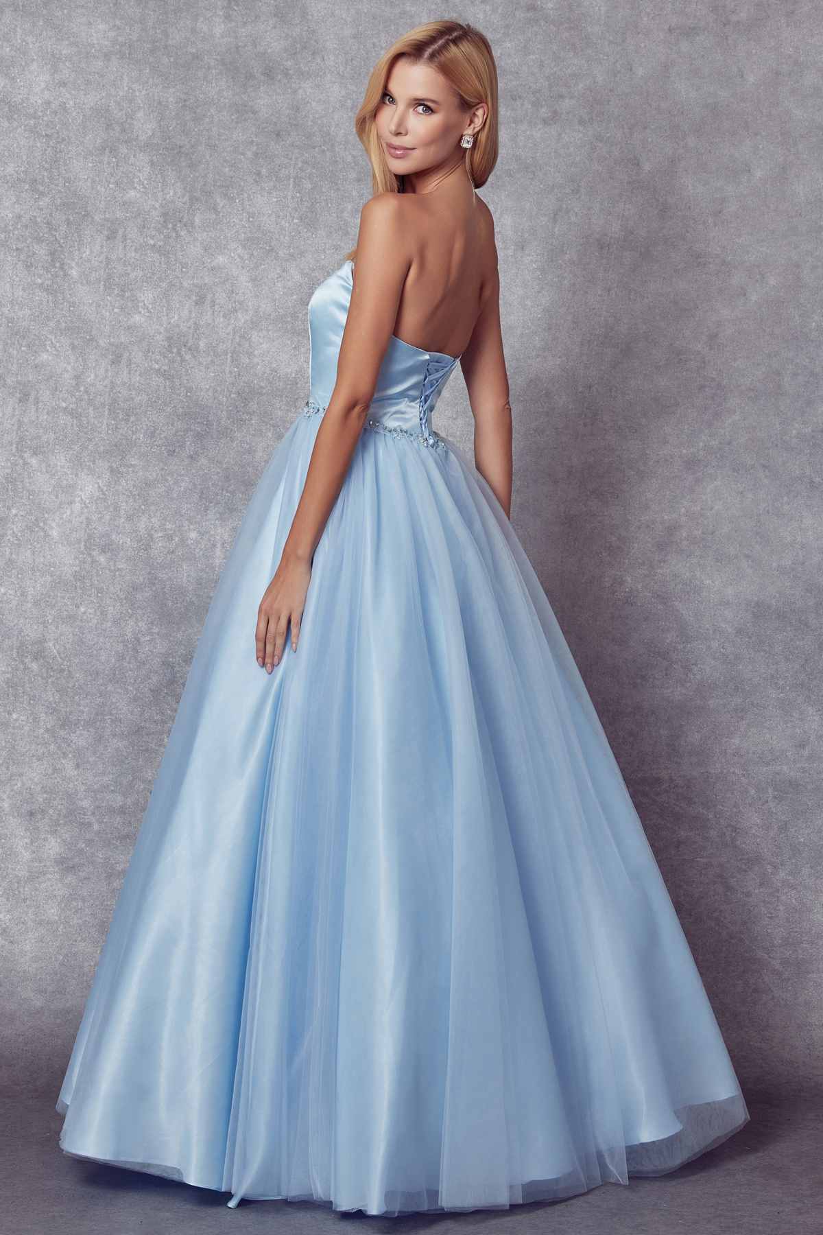 Juliet 265 Strapless A-Line Ball Gown Beaded Belt by DiscountDressShop