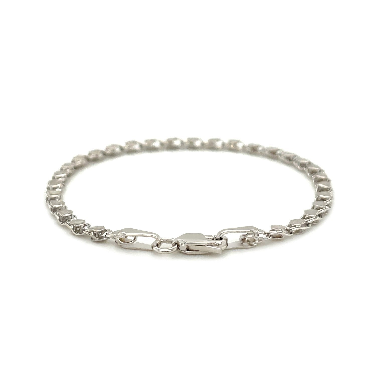 2.9mm 14k White Gold Heart Anklet by Bids.com