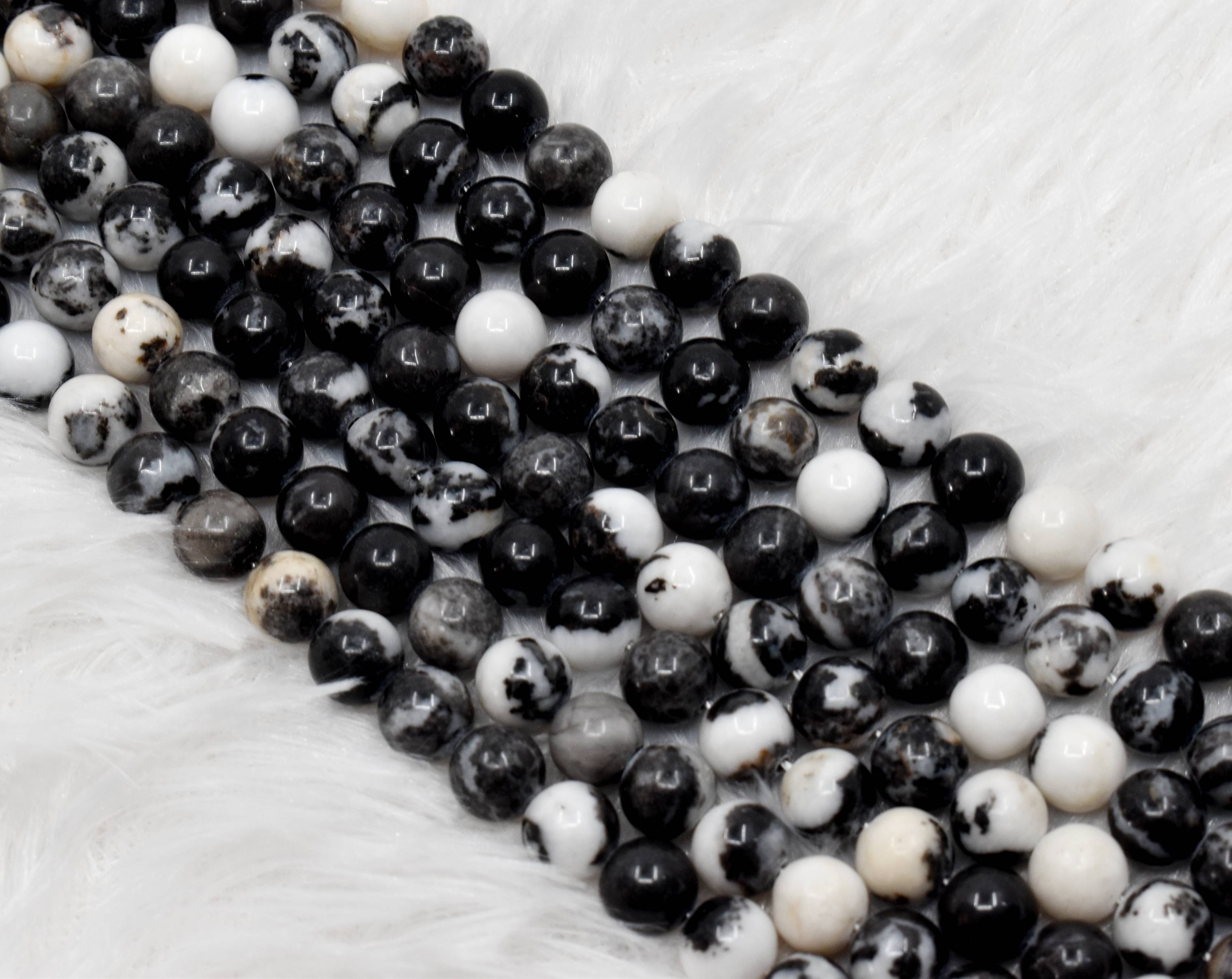 Black & White Zebra Jasper AAA Grade 4mm, 6mm, 8mm, 10mm, 12mm Round Beads DestGlow