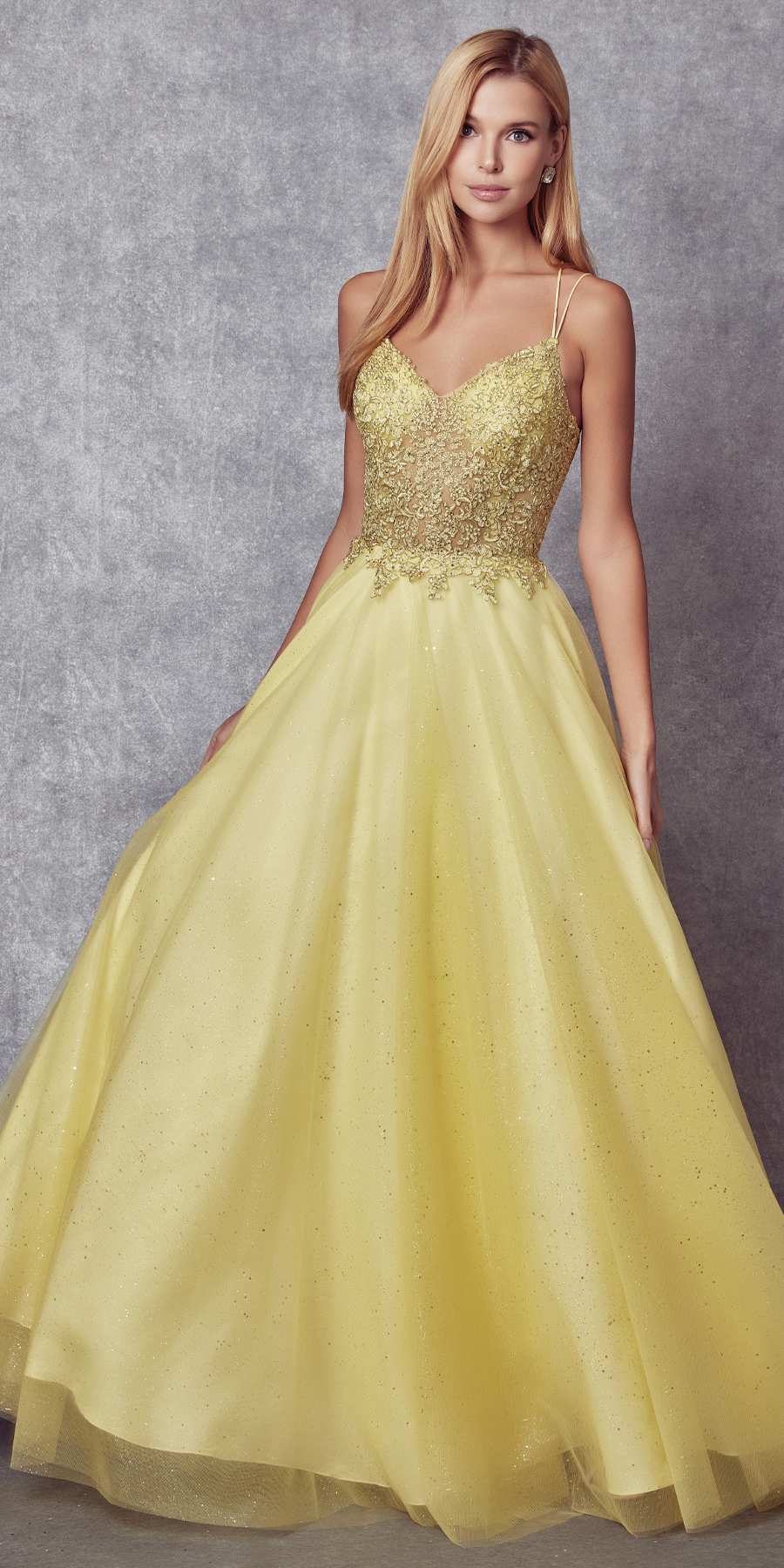 Juliet 268 Embroidered Sparkle Tulle Ball Gown by DiscountDressShop