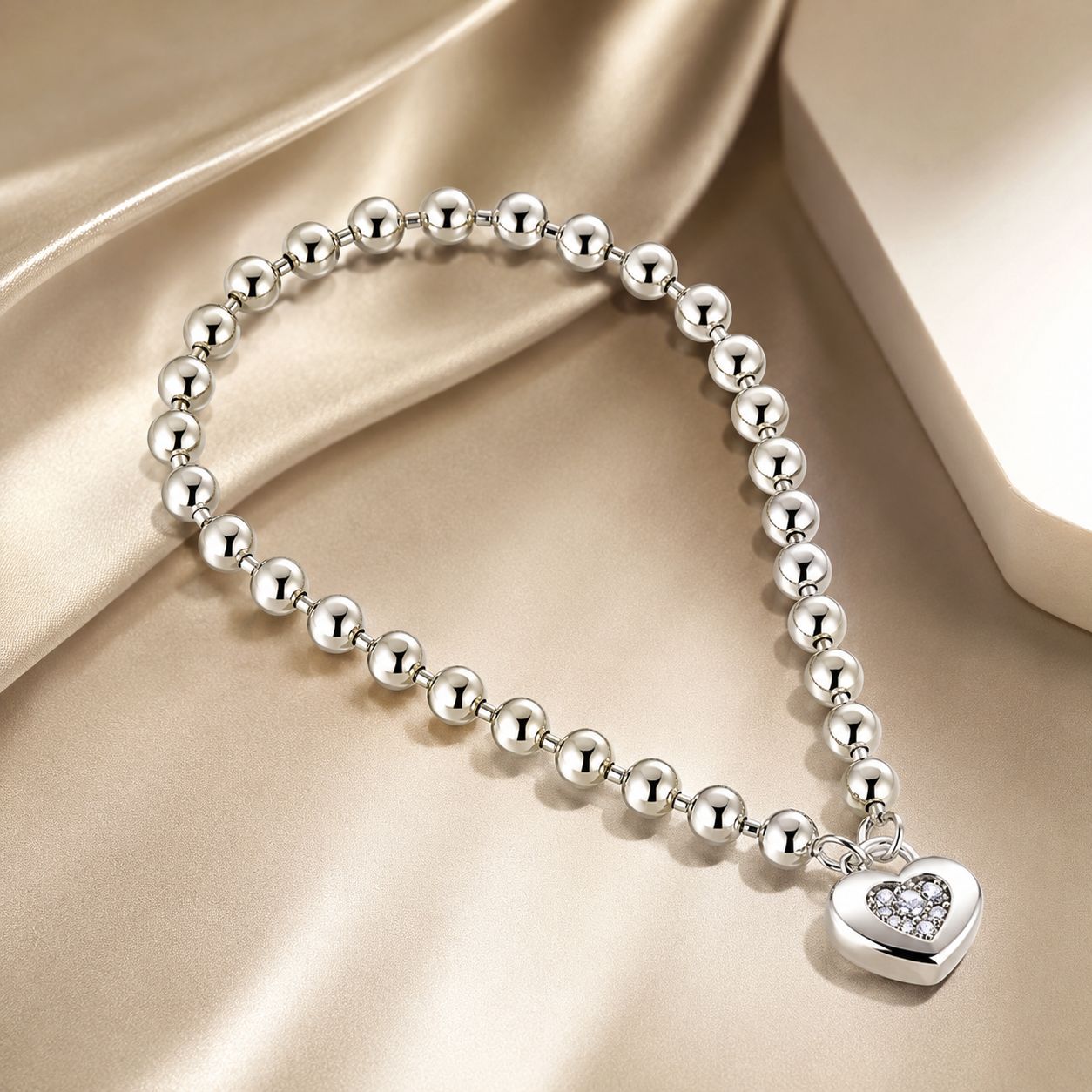 925 Sterling Silver Bracelet with Pavé Setting CZ and Platinum Plating, 17cm for Women DestGlow