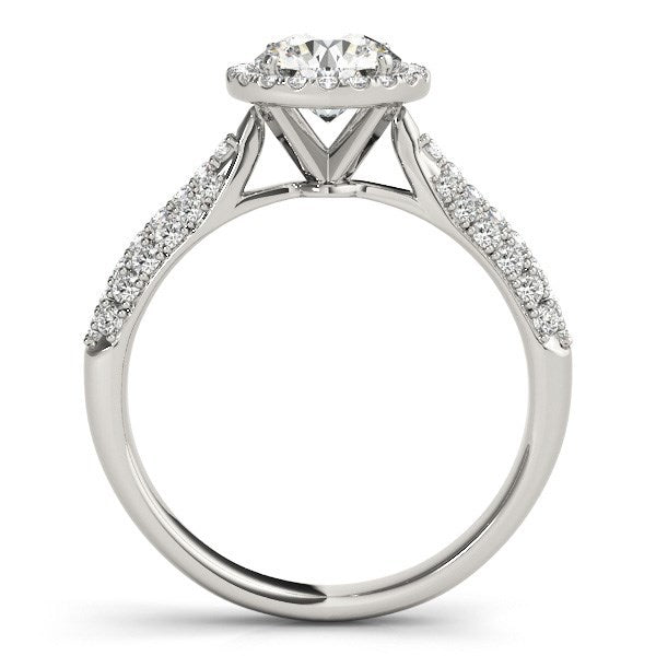 14k White Gold Halo Diamond Engagement Ring with Pave Band (1 1/3 cttw) by Bids.com