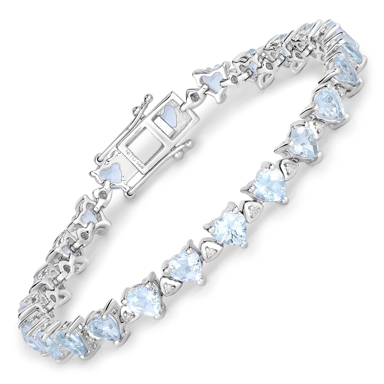 7.71 Carat Genuine Aquamarine and White Diamond .925 Sterling Silver Bracelet by Bids.com