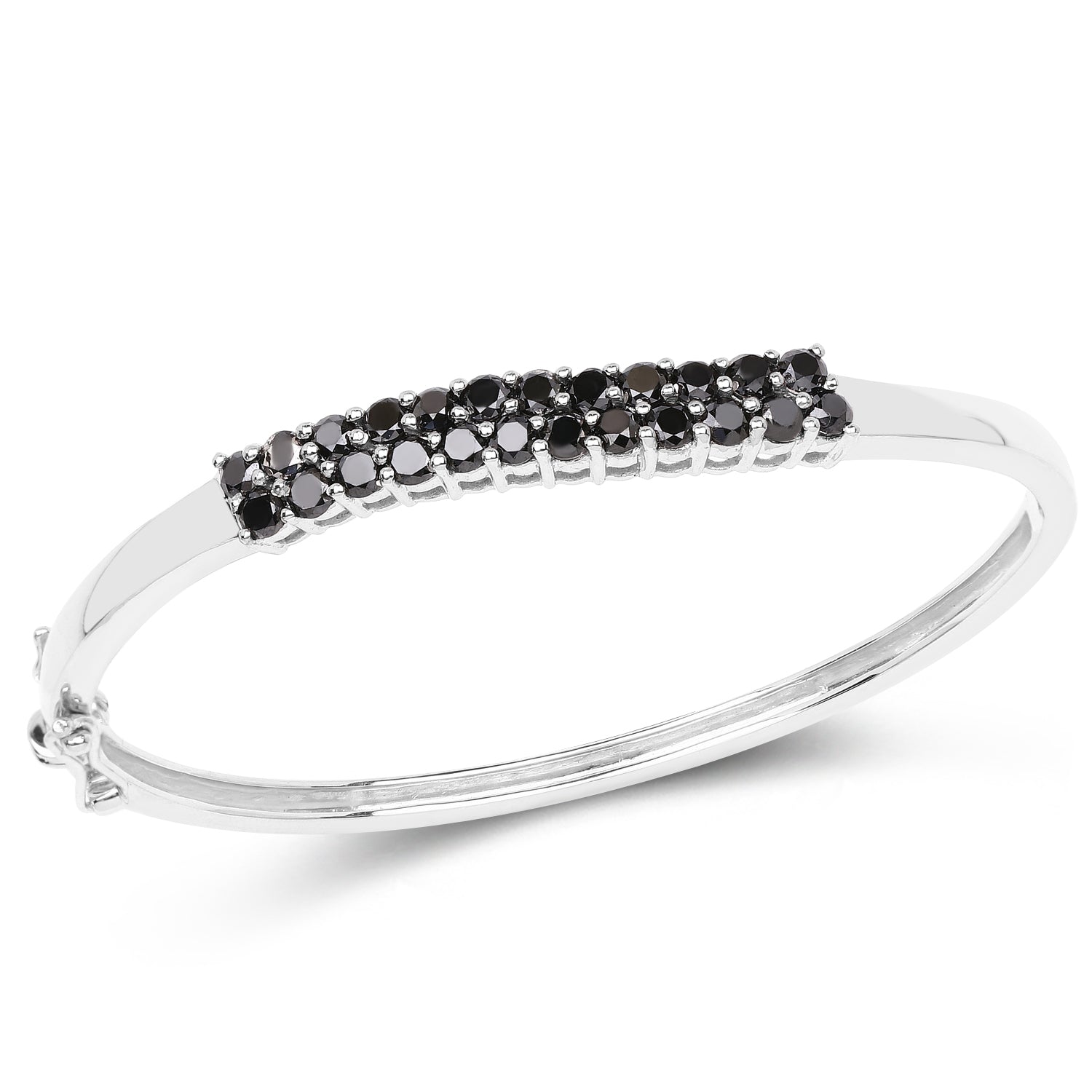 3.53 Carat Genuine Black Diamond .925 Sterling Silver Bangle by Bids.com