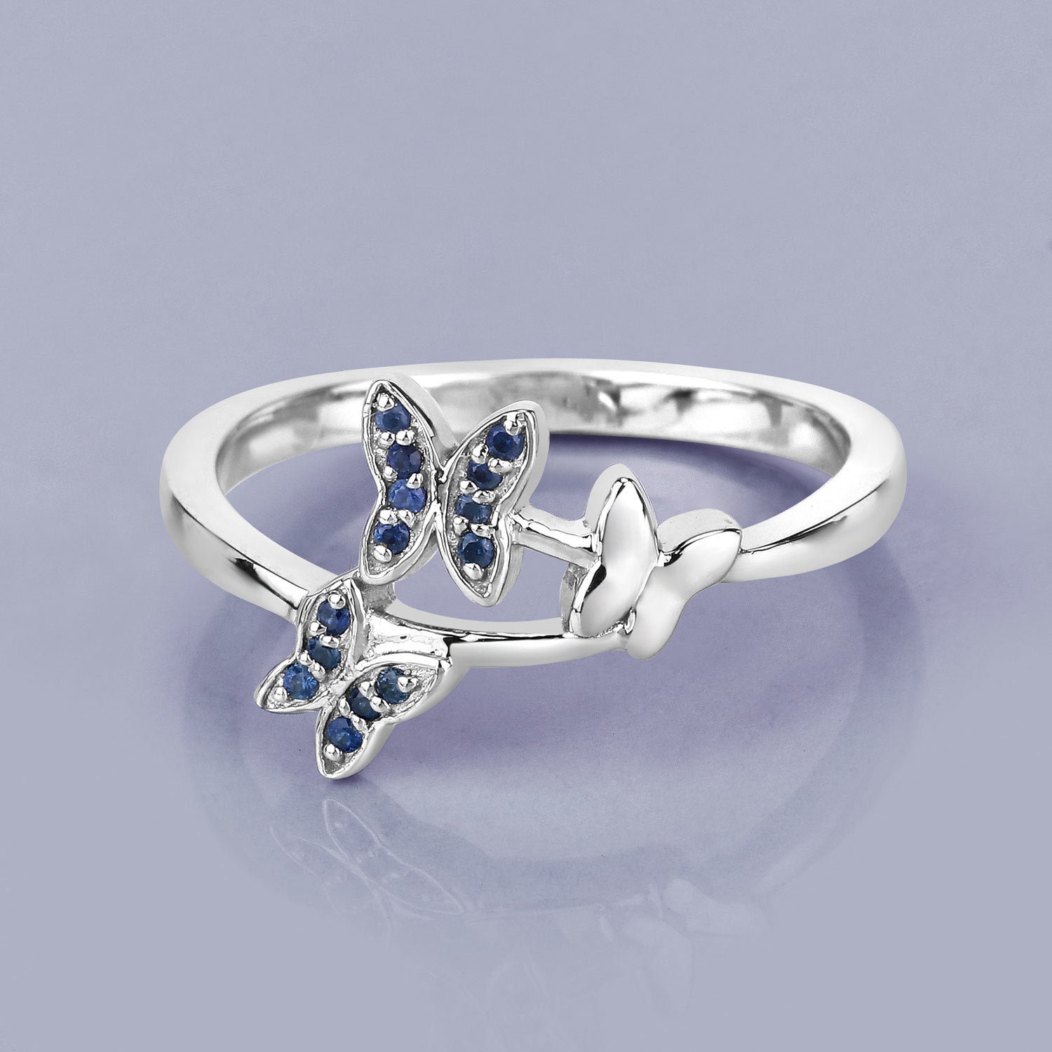 0.14 Carat Genuine Blue Sapphire .925 Sterling Silver Ring DestGlow
