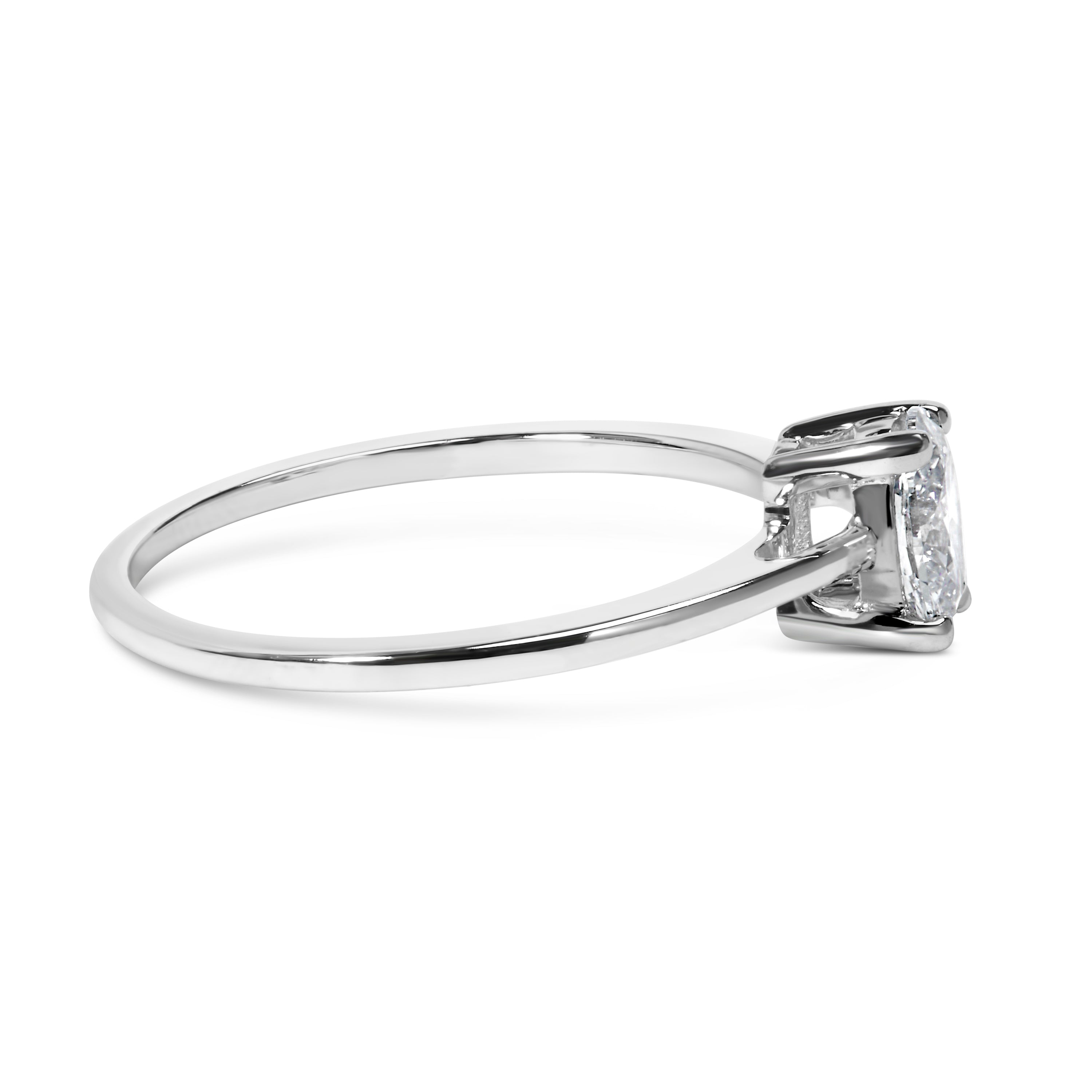14K White Gold 1/2 Cttw Oval Lab Grown Diamond 4 Prong Solitaire Engagement Ring (F-G Color, VS2-SI1 Clarity) - Size 7 DestGlow