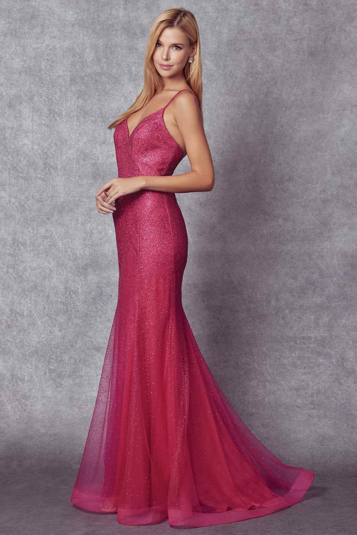 Juliet 271W Glitter Mesh Fitted Wedding Gown by DiscountDressShop