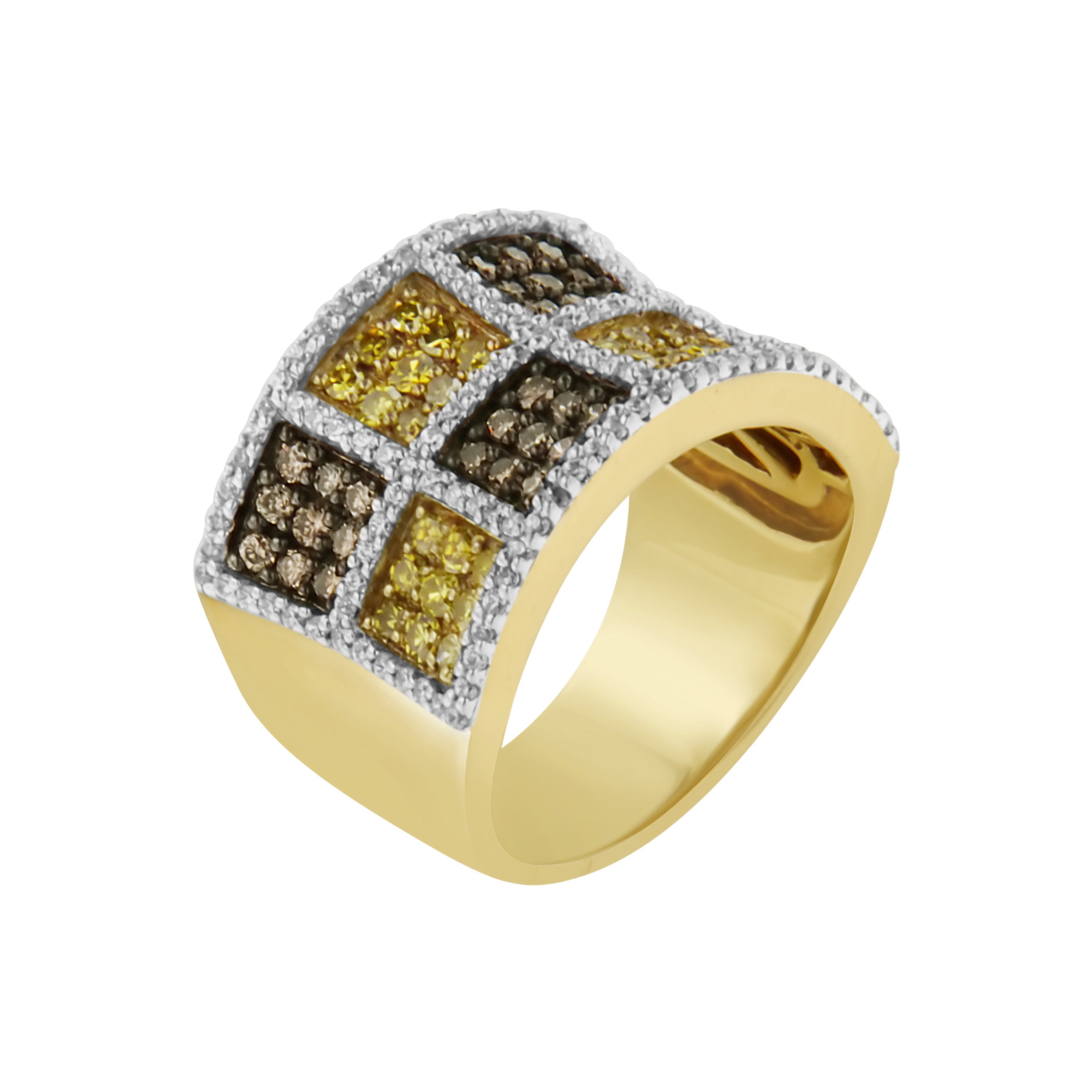 14KT Yellow Gold Champagne, Yellow and Round Diamond Band Ring (1 1/2 cttw, H-I Color, I1-I2 Clarity) by Bids.com