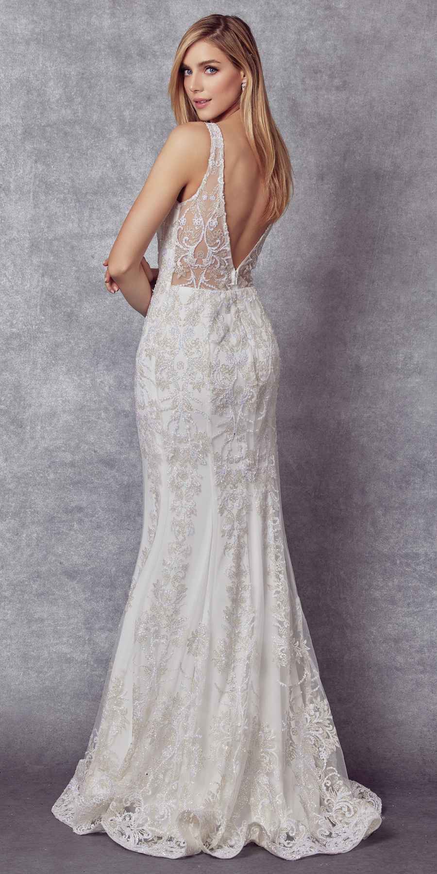 Juliet 277W Fancy Glitter Design Tulle Mermaid Wedding Dress by DiscountDressShop