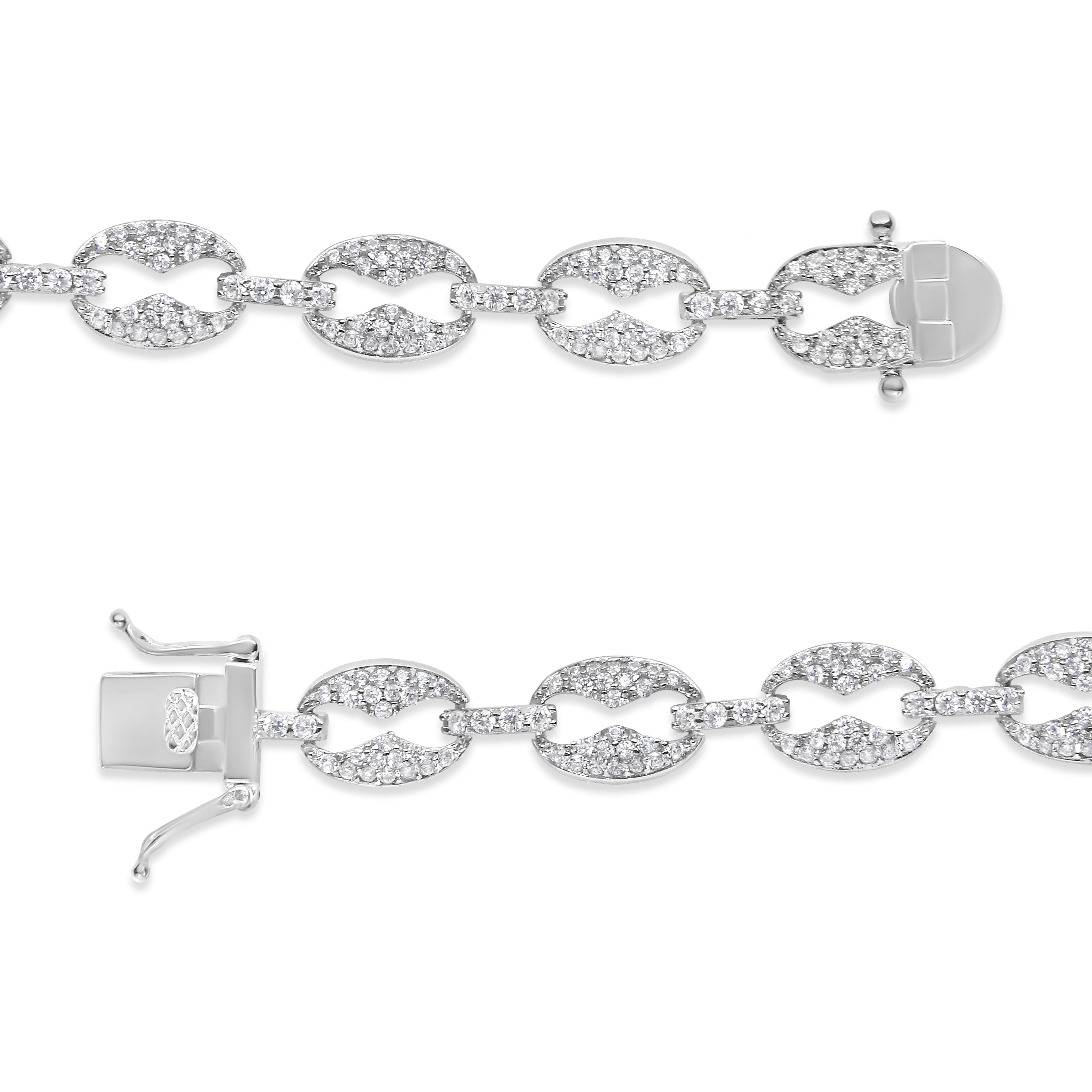 14K White Gold 1 1/2 Cttw Round Diamond Set Link Bracelet (I-J Color, I1-I2 Clarity) - 7" by Bids.com