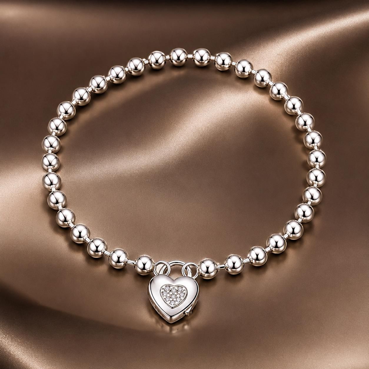 925 Sterling Silver Bracelet with Pavé Setting CZ and Platinum Plating, 17cm for Women DestGlow