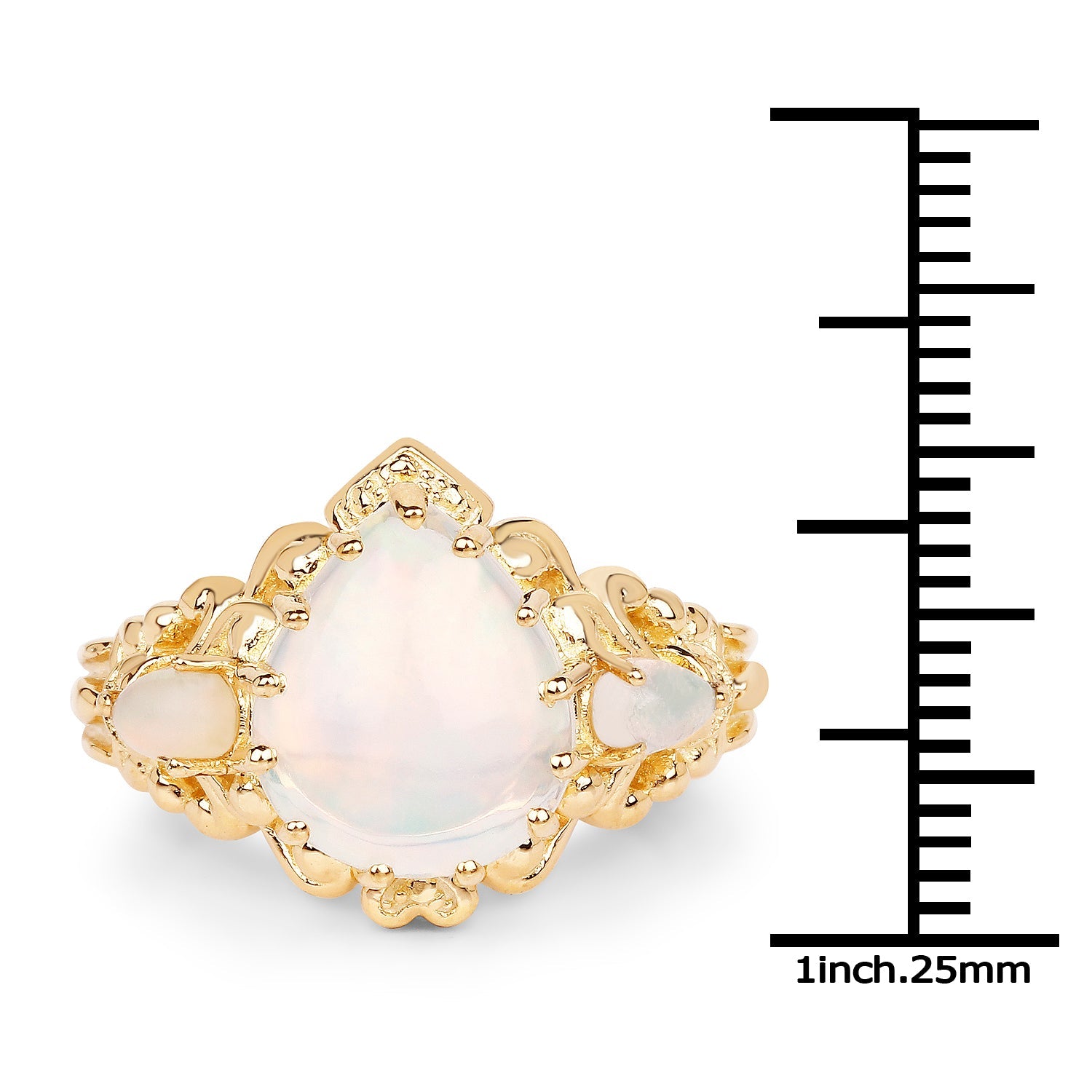 14K Yellow Gold Plated 3.26 Carat Genuine Ethiopian Opal .925 Sterling Silver Ring by Bids.com