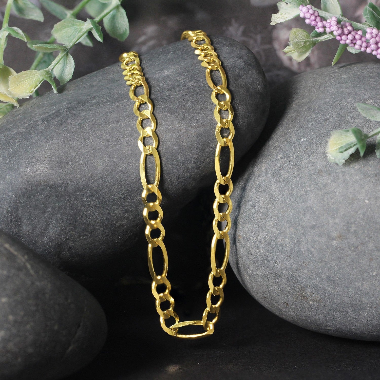10K Yellow Gold Solid Figaro Chain (4.50 mm) by Bids.com