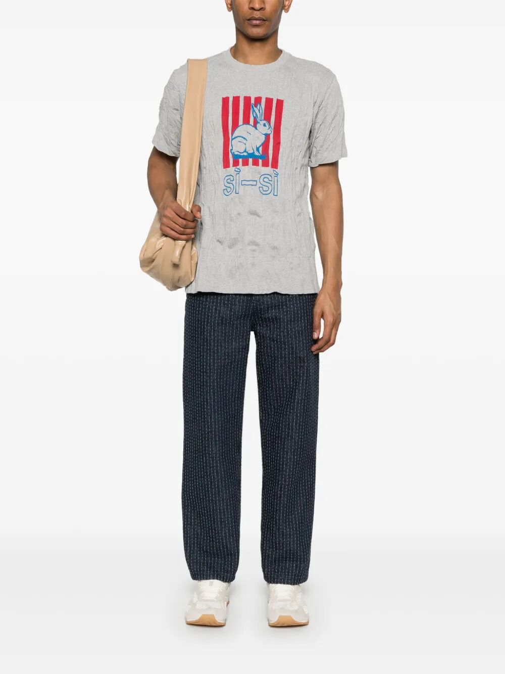 Bottega Veneta Men Graphic Rabbit-Print Crushed Cotton Jersey T-Shirt by Luosophy