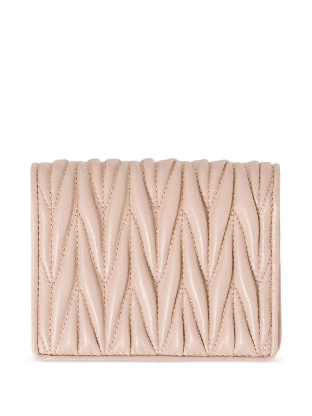 Miu Miu Women Small Matelassé Nappa Leather Wallet With Snap Closure by Luosophy