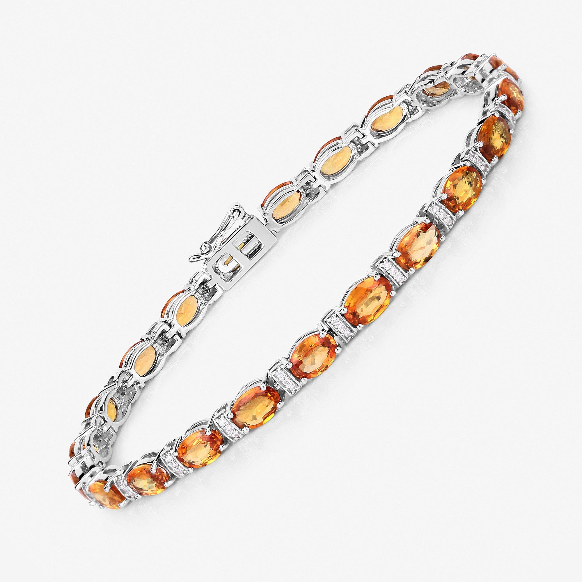 16.73 Carat Genuine Orange Sapphire and White Diamond 14K White Gold Bracelet by Bids.com